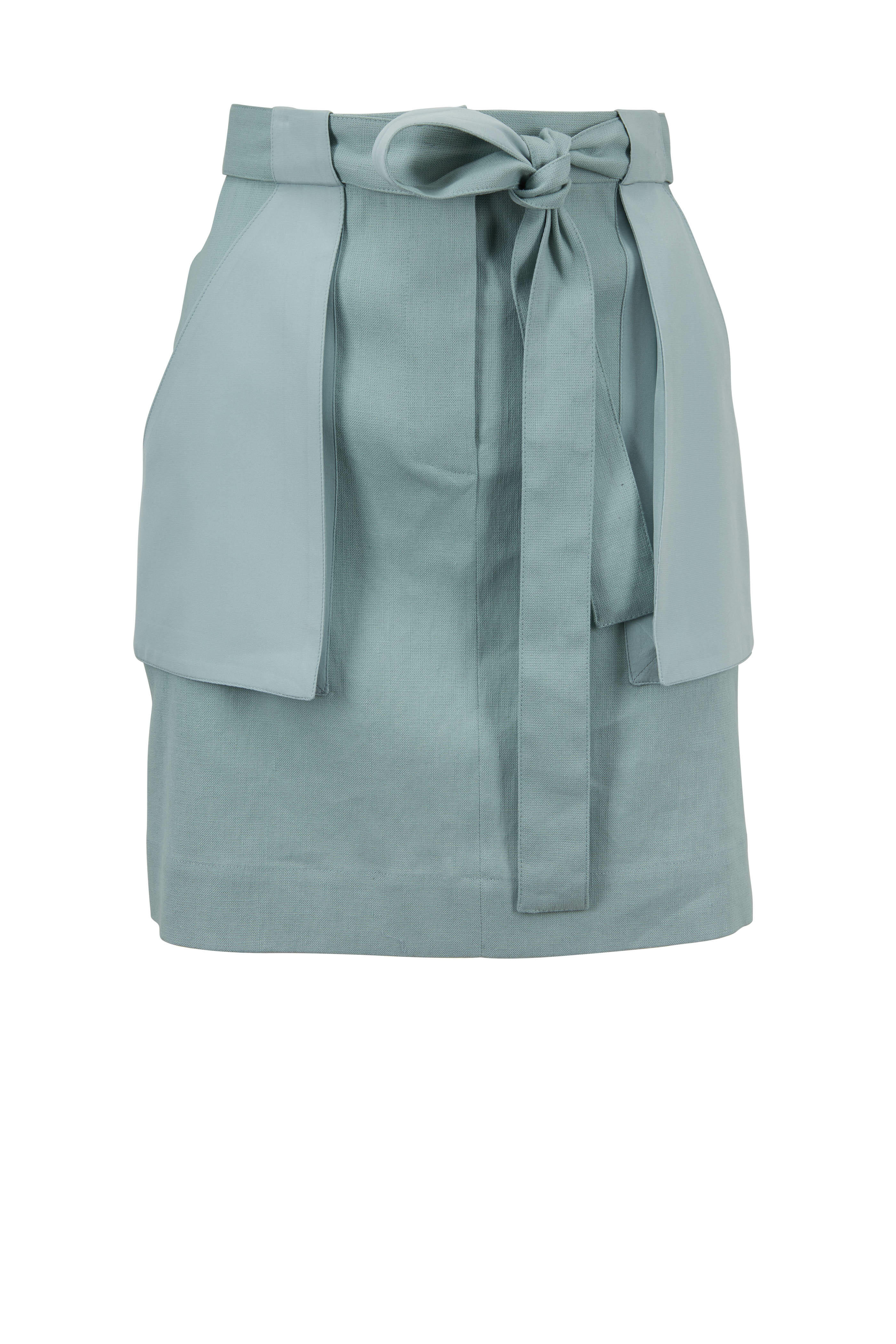 Rosetta Getty - Jade Linen & Stretch Cotton Belted Utility Skirt