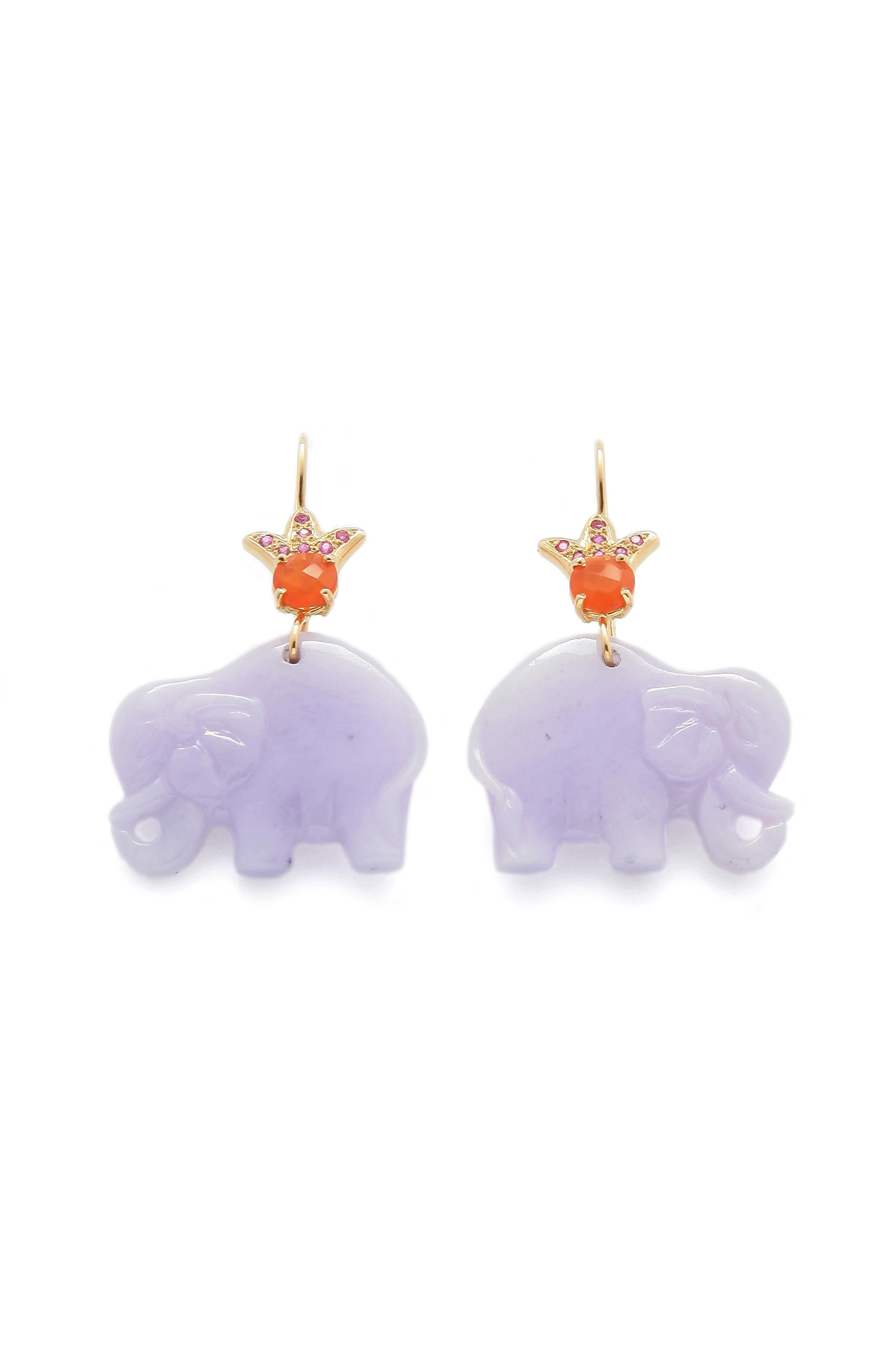 Garnazelle - Lavender Jade Elephant Earrings