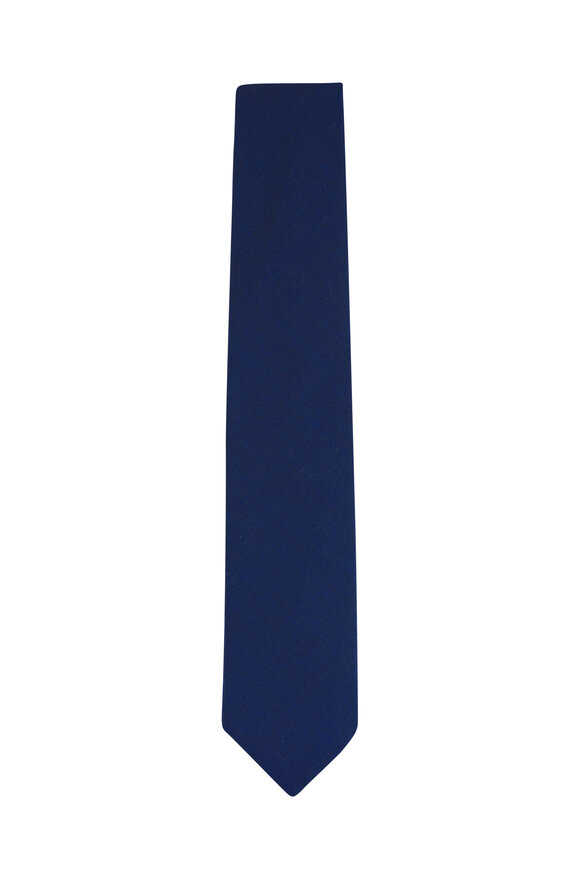 Paolo Albizzati Navy Blue Solid Wool Necktie