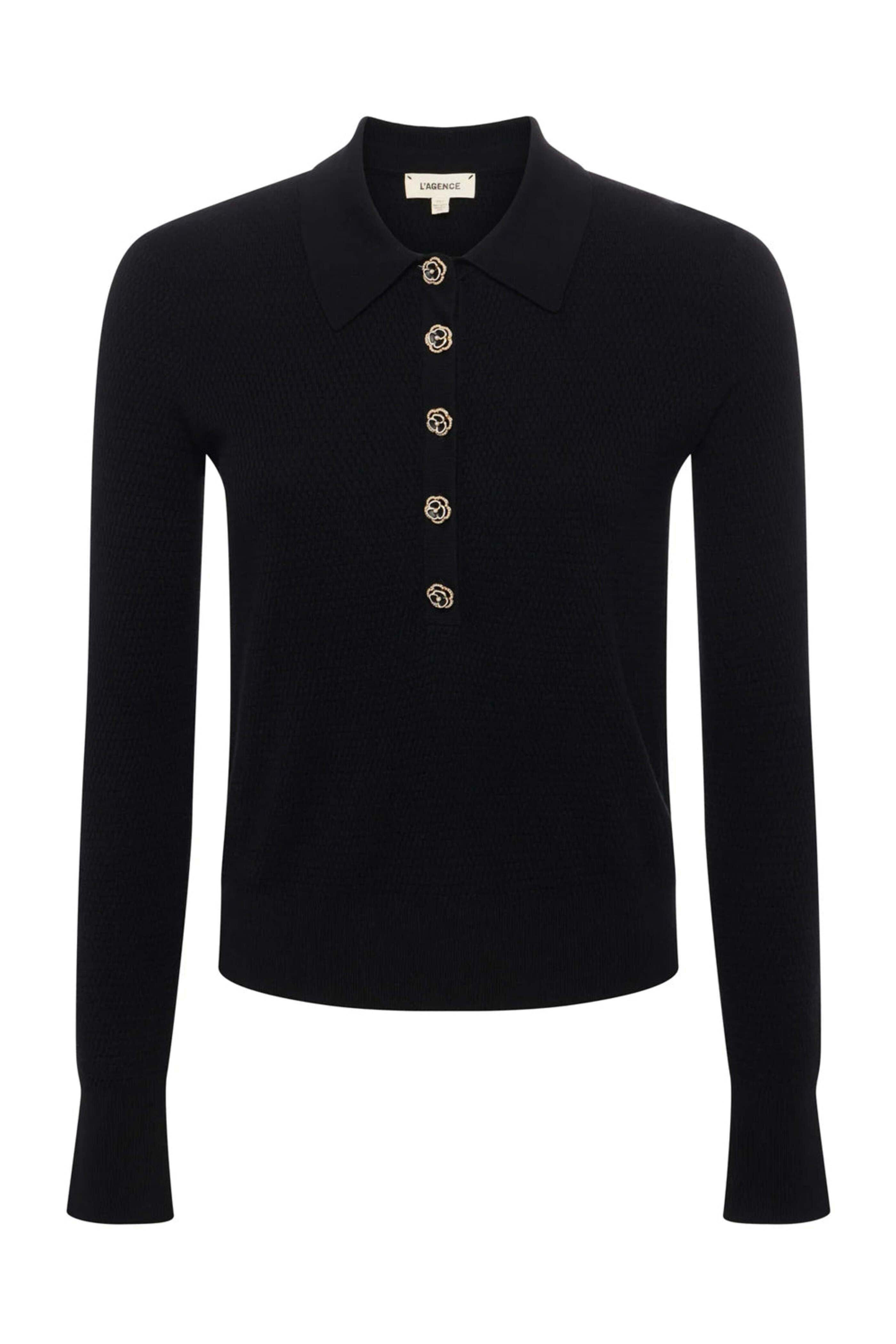 L'Agence - Black Jewel Sterling Button Sweater