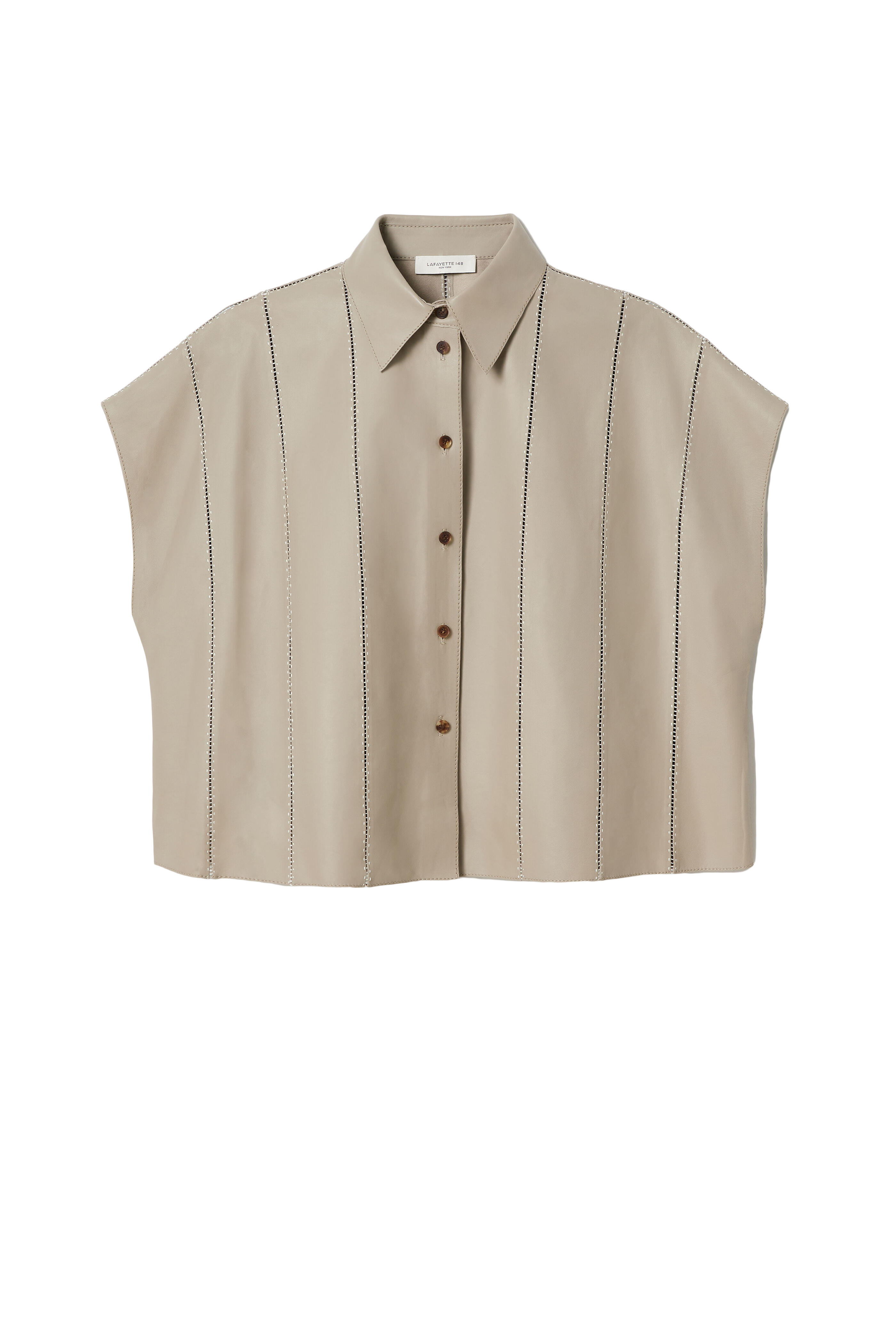 Lafayette 148 New York - Taupe Ladder Stitch Oversized Leather