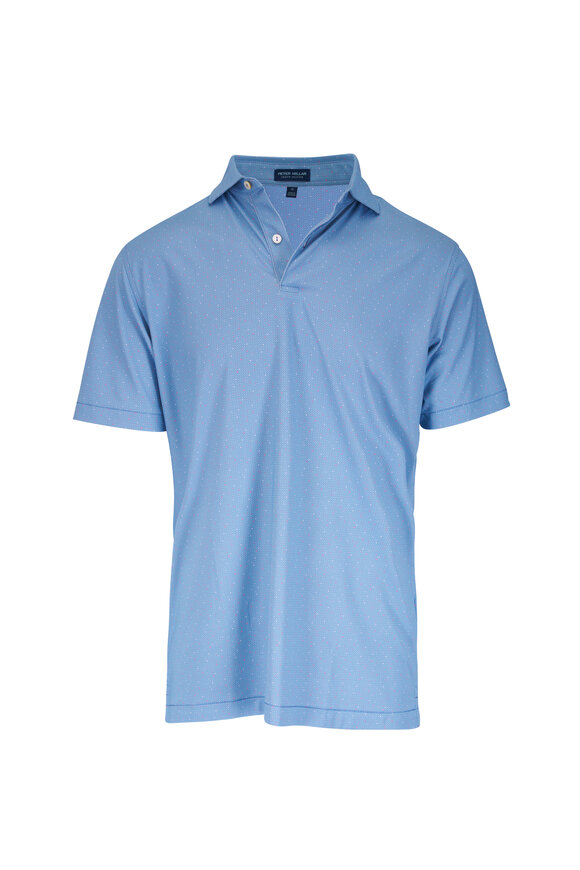 Peter Millar Windy Blue Print Jersey Polo - view 1