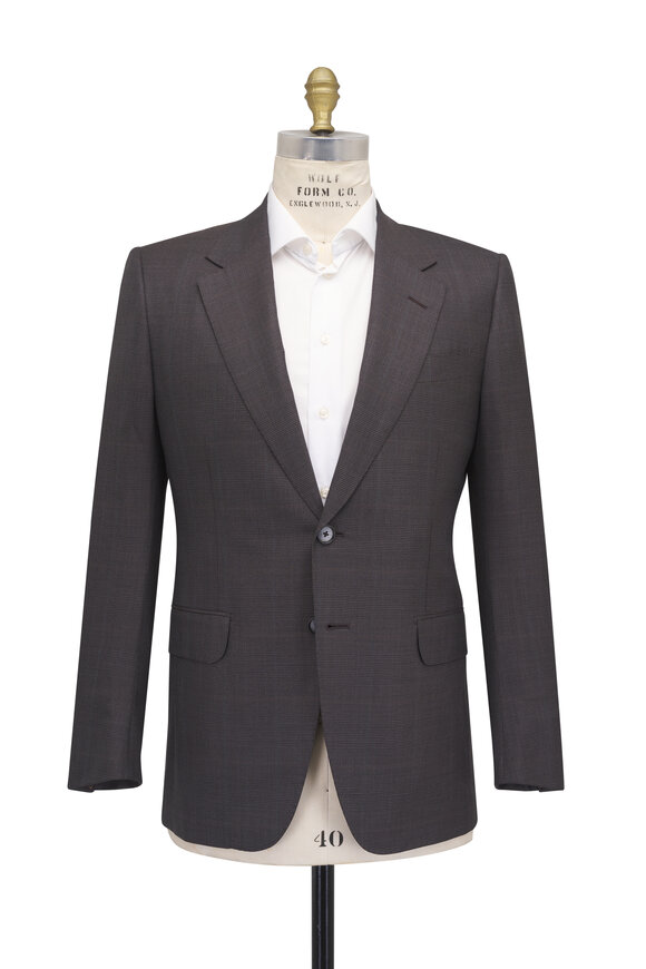 Zegna Charcoal & Brown Plaid Wool Suit - view 2