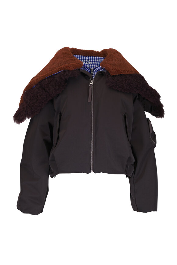 Loewe Brown Technical Double Hood Bomber Jacket - view 1