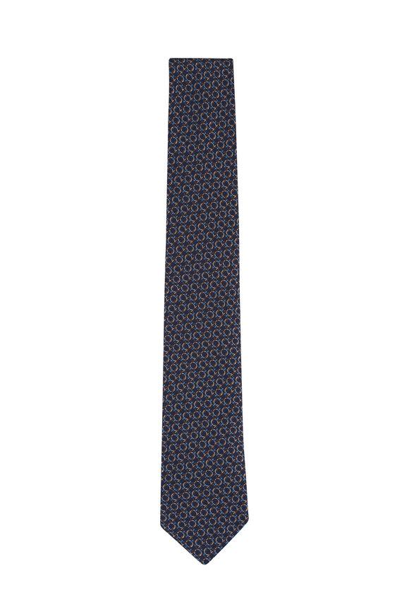 Ferragamo Brown Geo Jacquard Necktie - view 1
