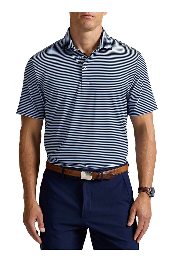 RLX Ralph Lauren Airflow Navy & Blue Stripe Jersey Polo - view 4