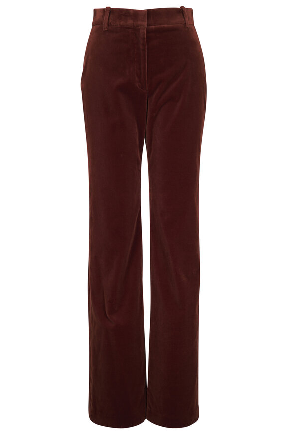 Nili Lotan Corette Burnt Sienna Velvet Straight Leg Pant - view 1