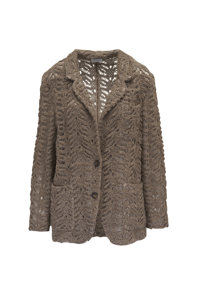 Brunello Cucinelli - Chalk Linen Diagonal Monili Collar