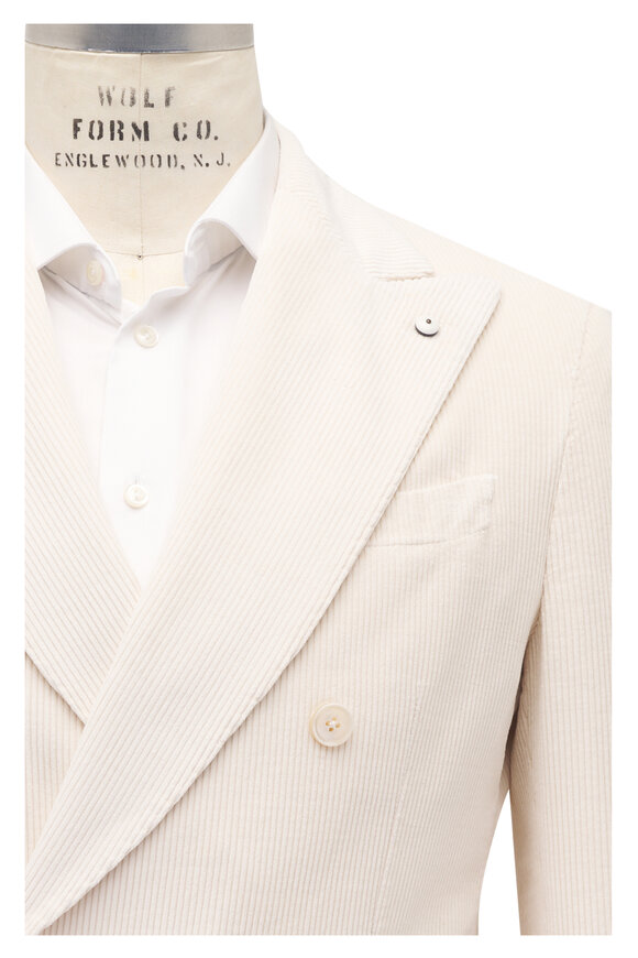 L.B.M. 1911 White Corduroy Double Breasted Sportcoat