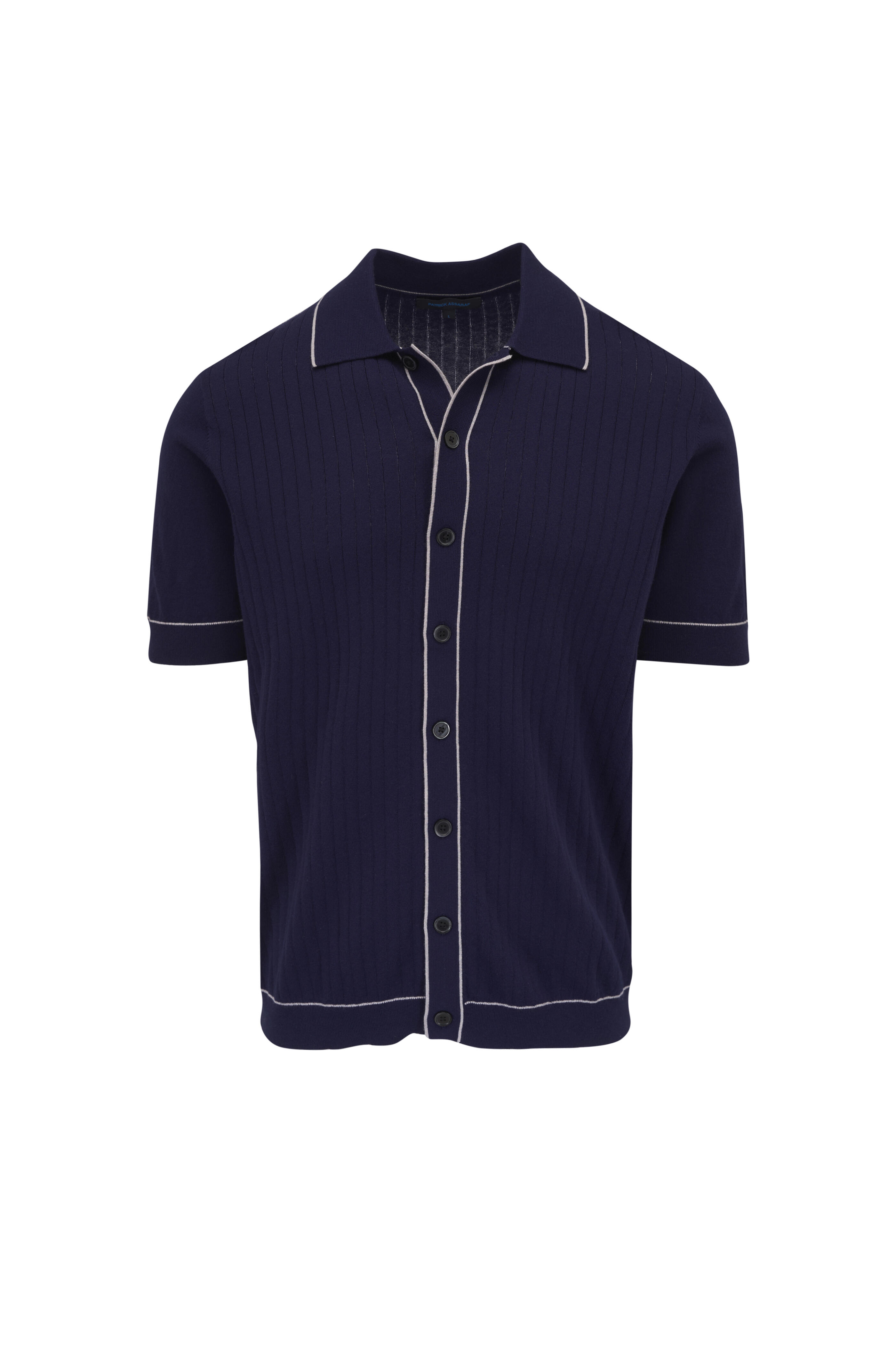 Patrick Assaraf - Midnight Drop Needle Tipped Ribbed Knit Shirt