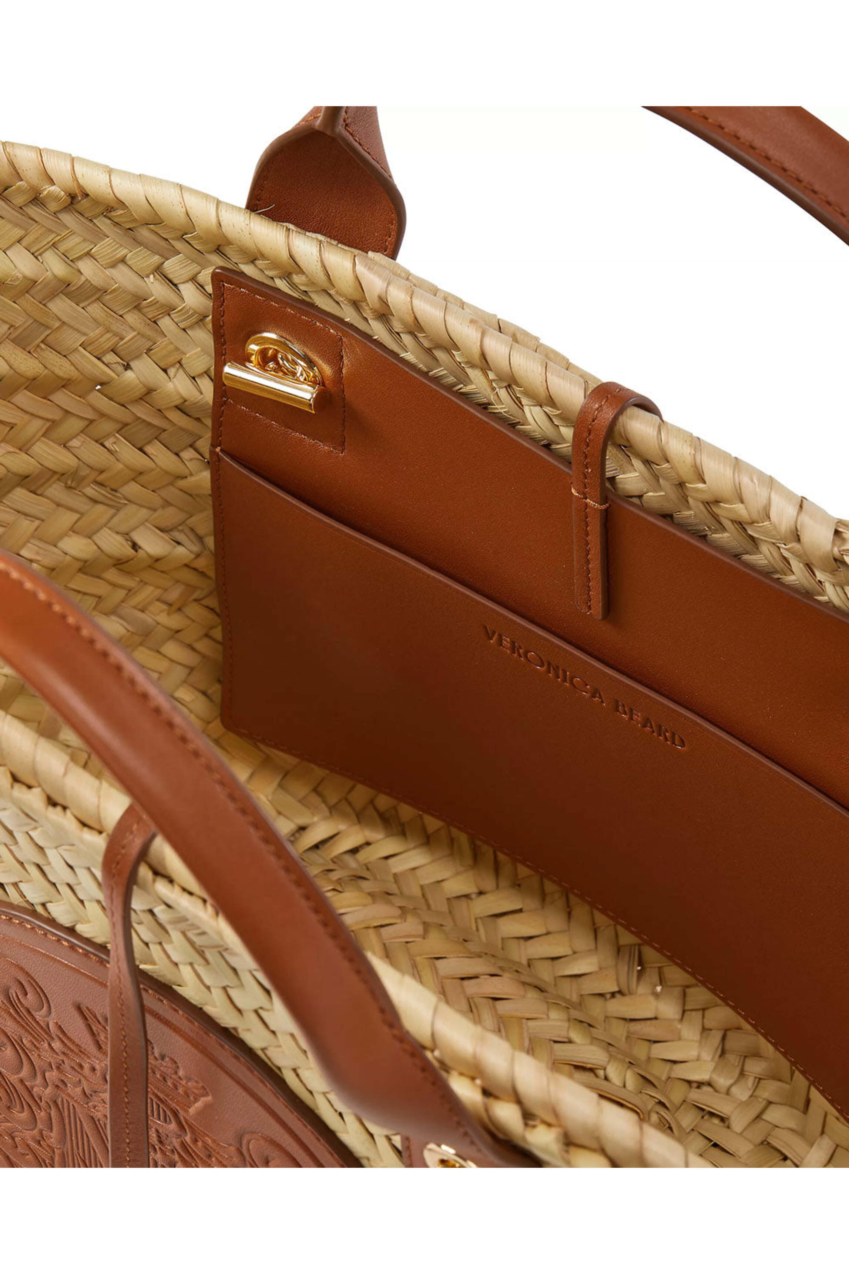 Veronica Beard - Straw Crest Patch Tote in Hazelwood