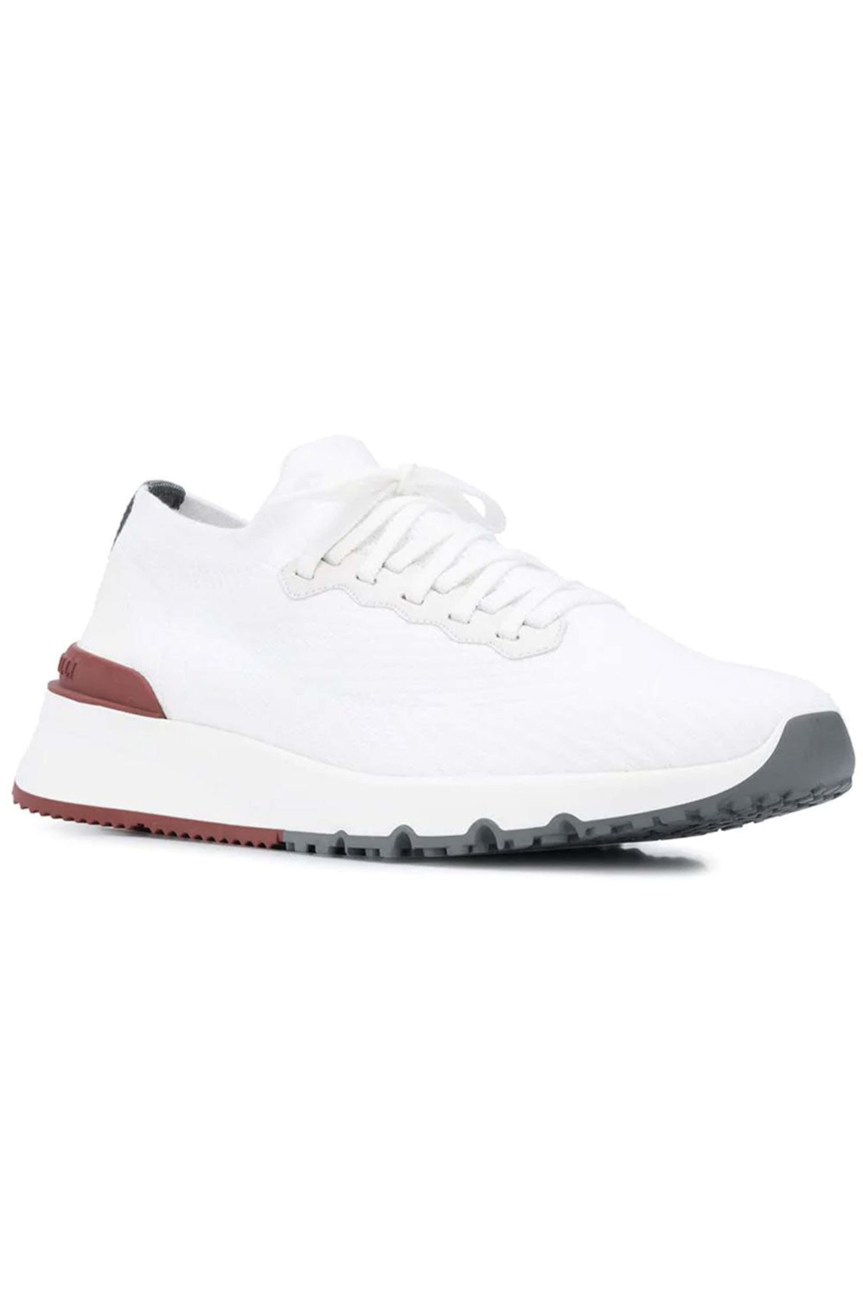 Brunello Cucinelli - White Cotton Knit Sneaker | Mitchell Stores