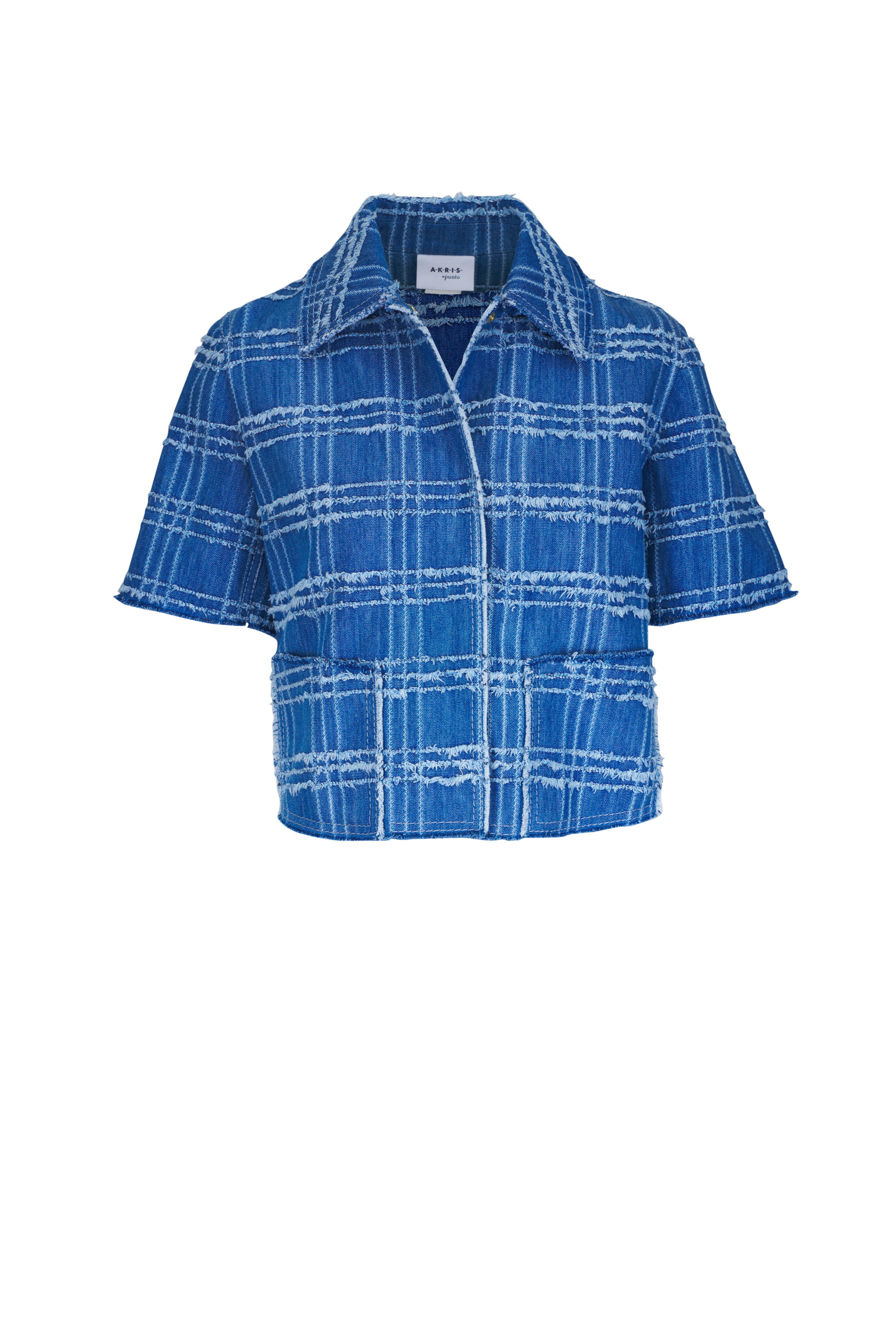 Akris Punto - Washed Denim Fringe Check Jacket
