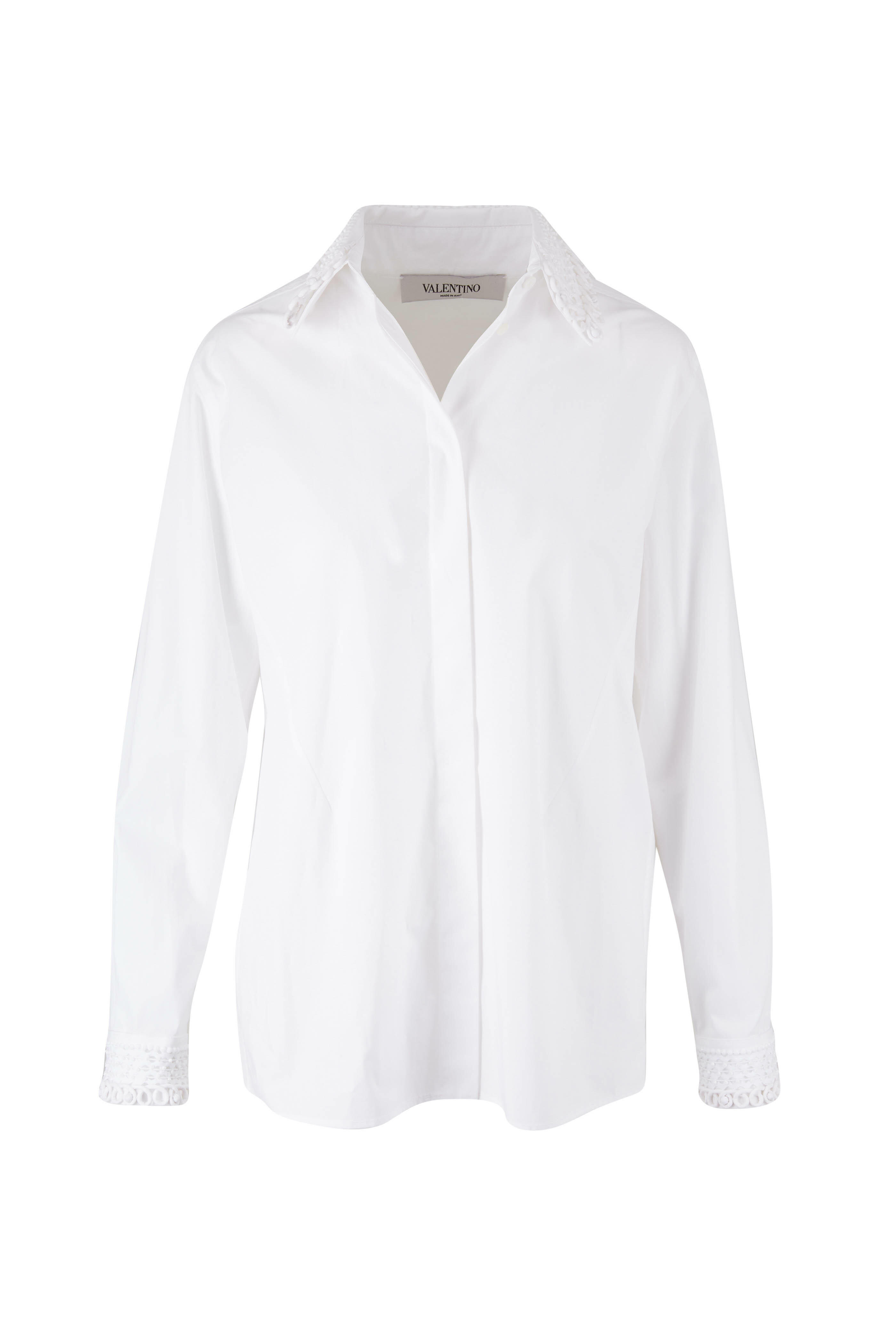 Valentino - White Rick Rack Embroidered Button Down