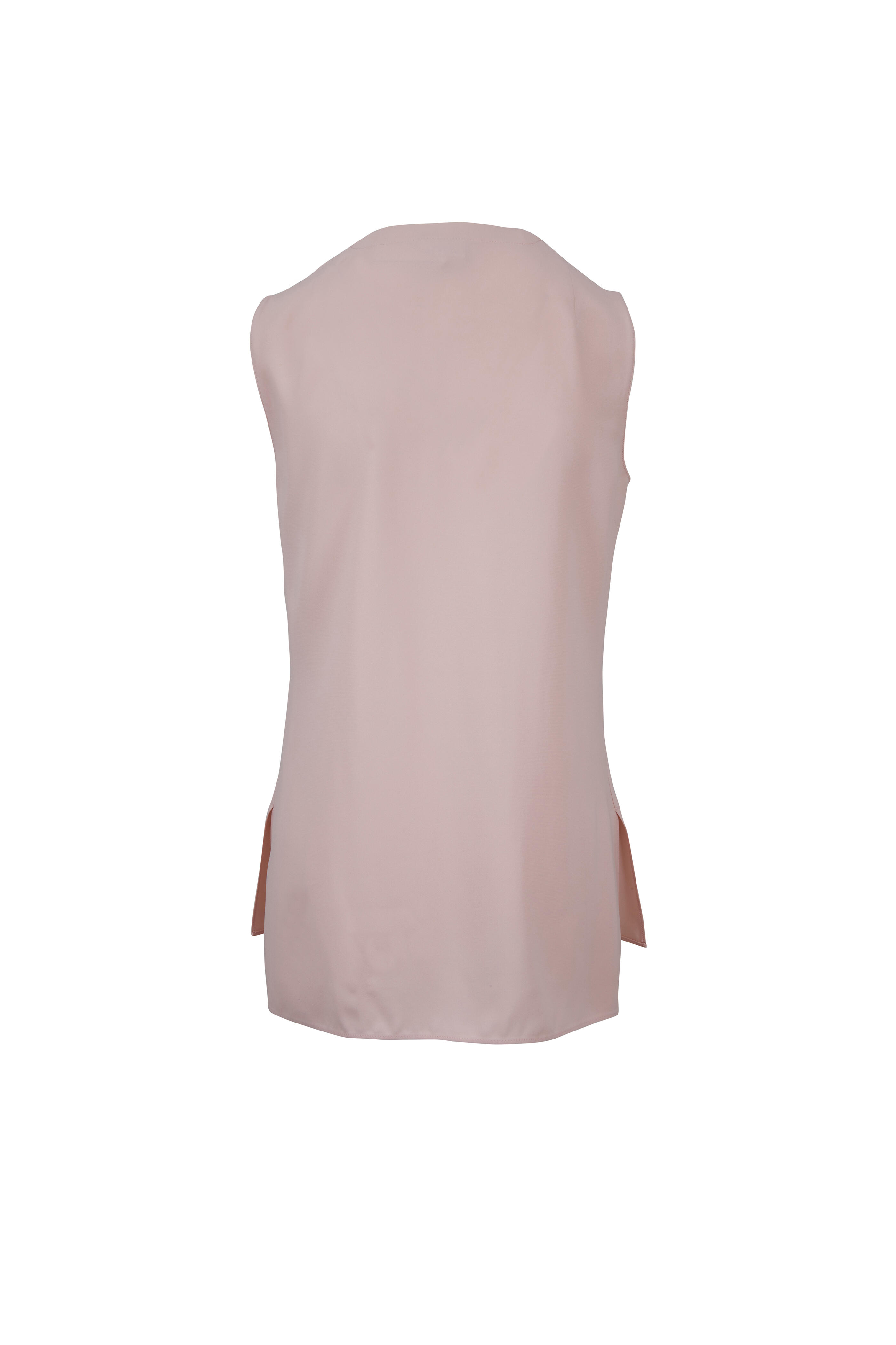 Akris Punto - Rose Pink Ruffle Front Sleeveless Blouse