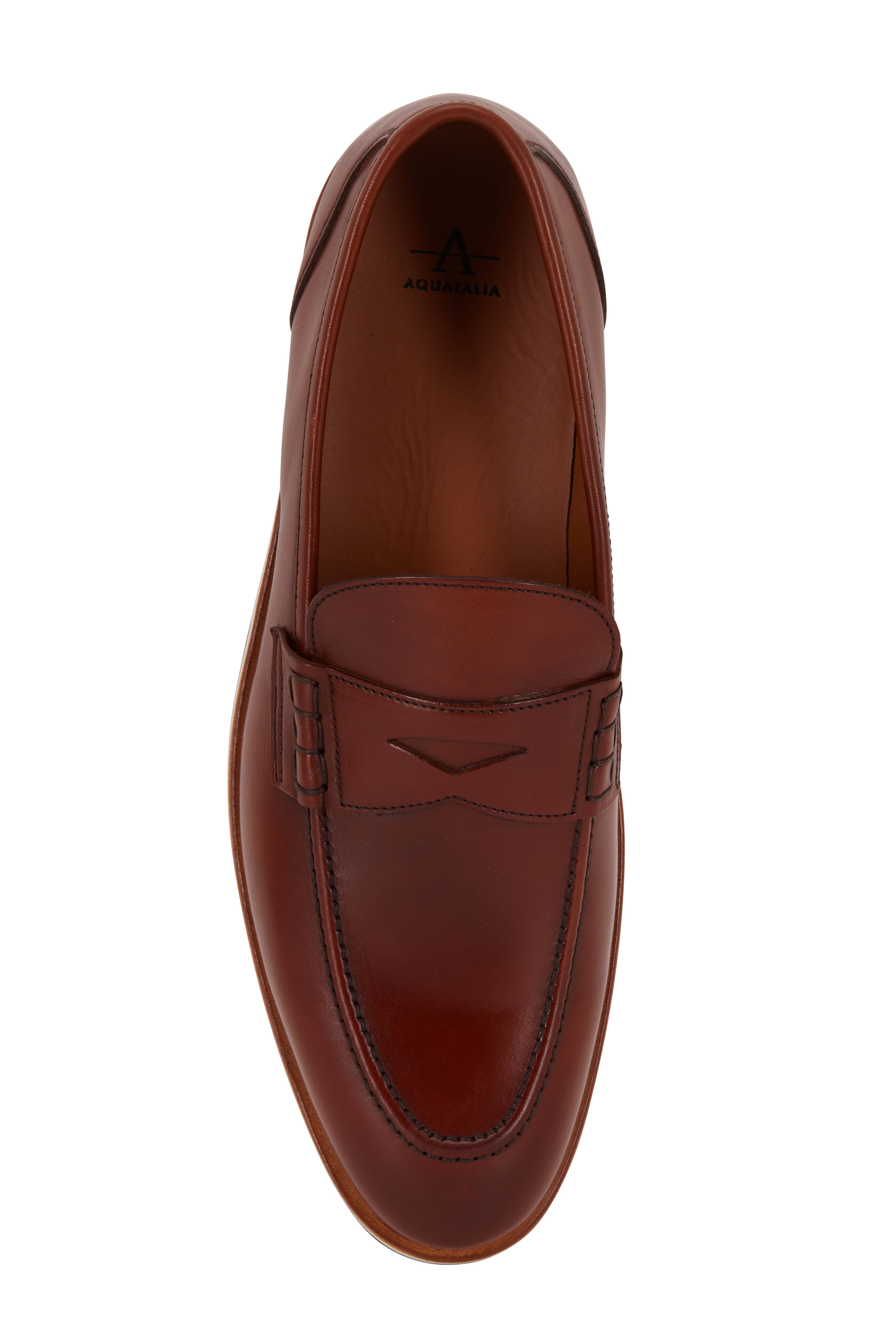 Aquatalia Pearson Cognac Leather Weatherproof Loafer