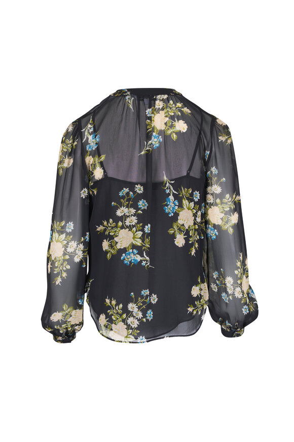 Veronica Beard Ashlynn Black Floral Silk Blouse - view 6