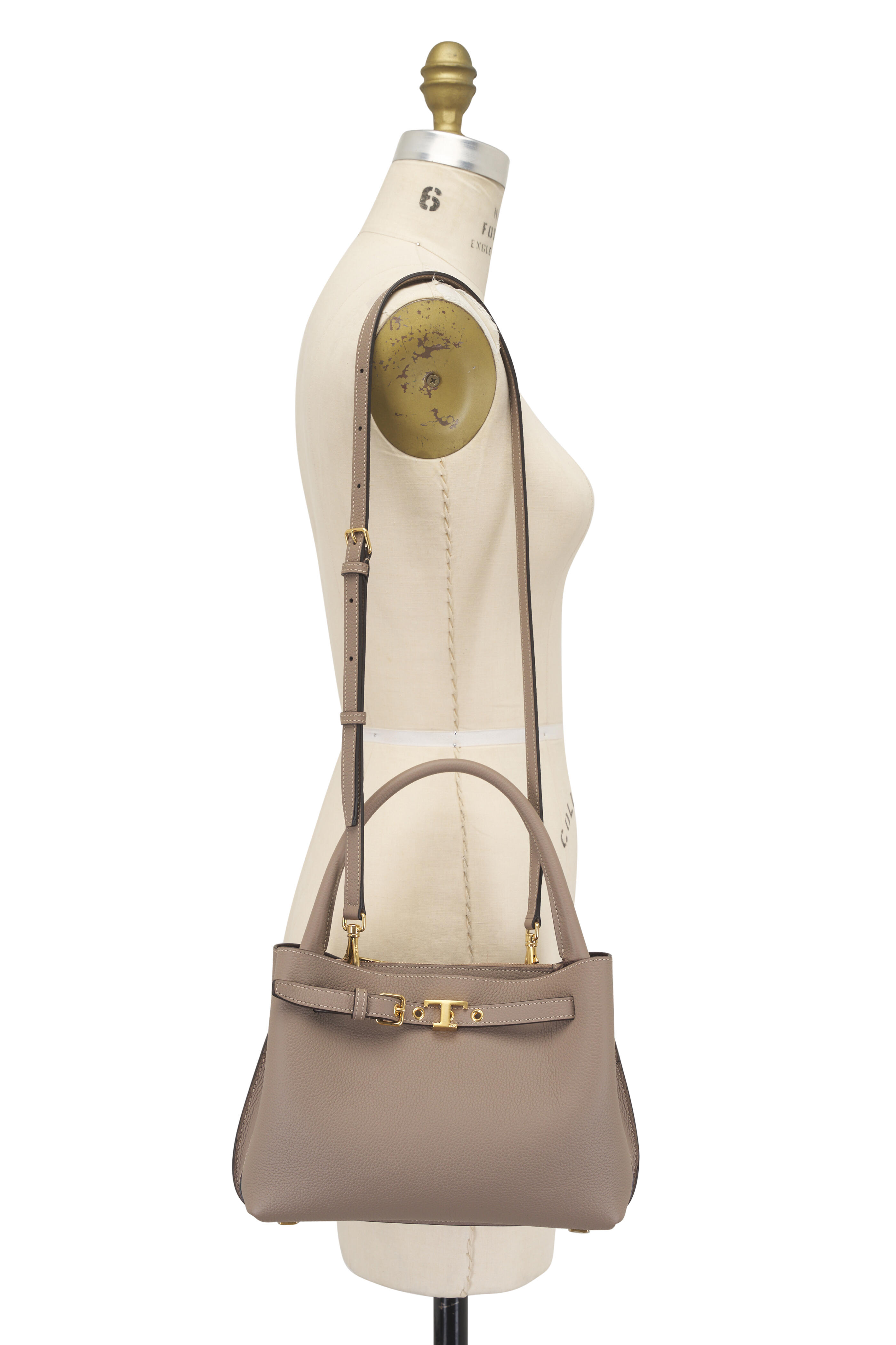 Tod's - Mini T Timeless Creta Chiaro Leather Top Handle