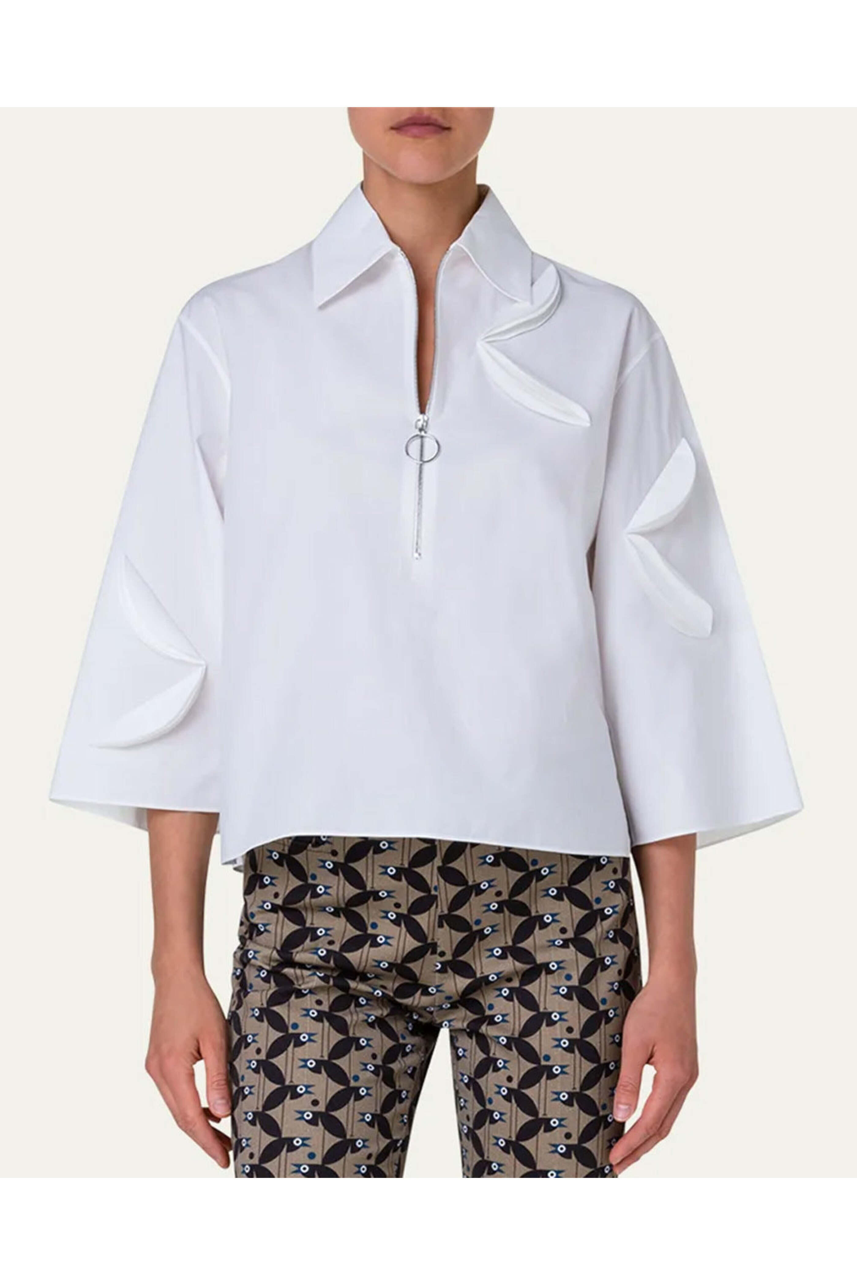 Akris Punto - Cream Gabardine Boxy Blouse