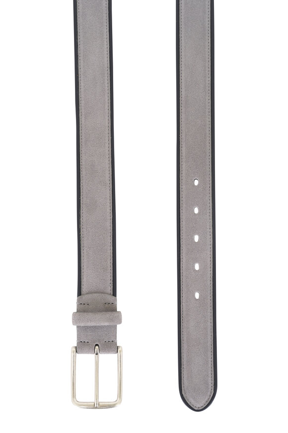 Veneta Cinture Gray Suede Piped Belt - view 2