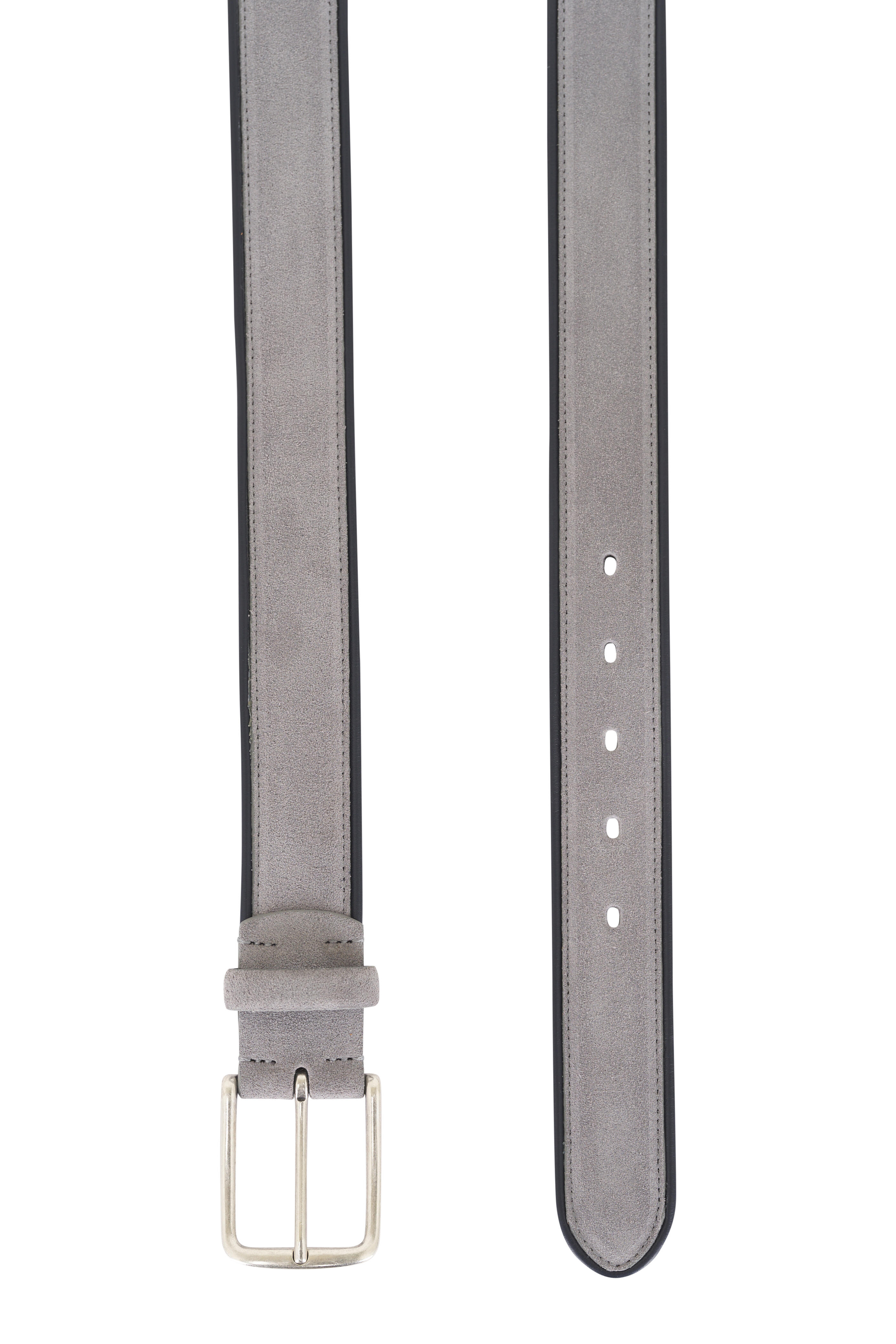 Veneta Cinture - Gray Suede Piped Belt