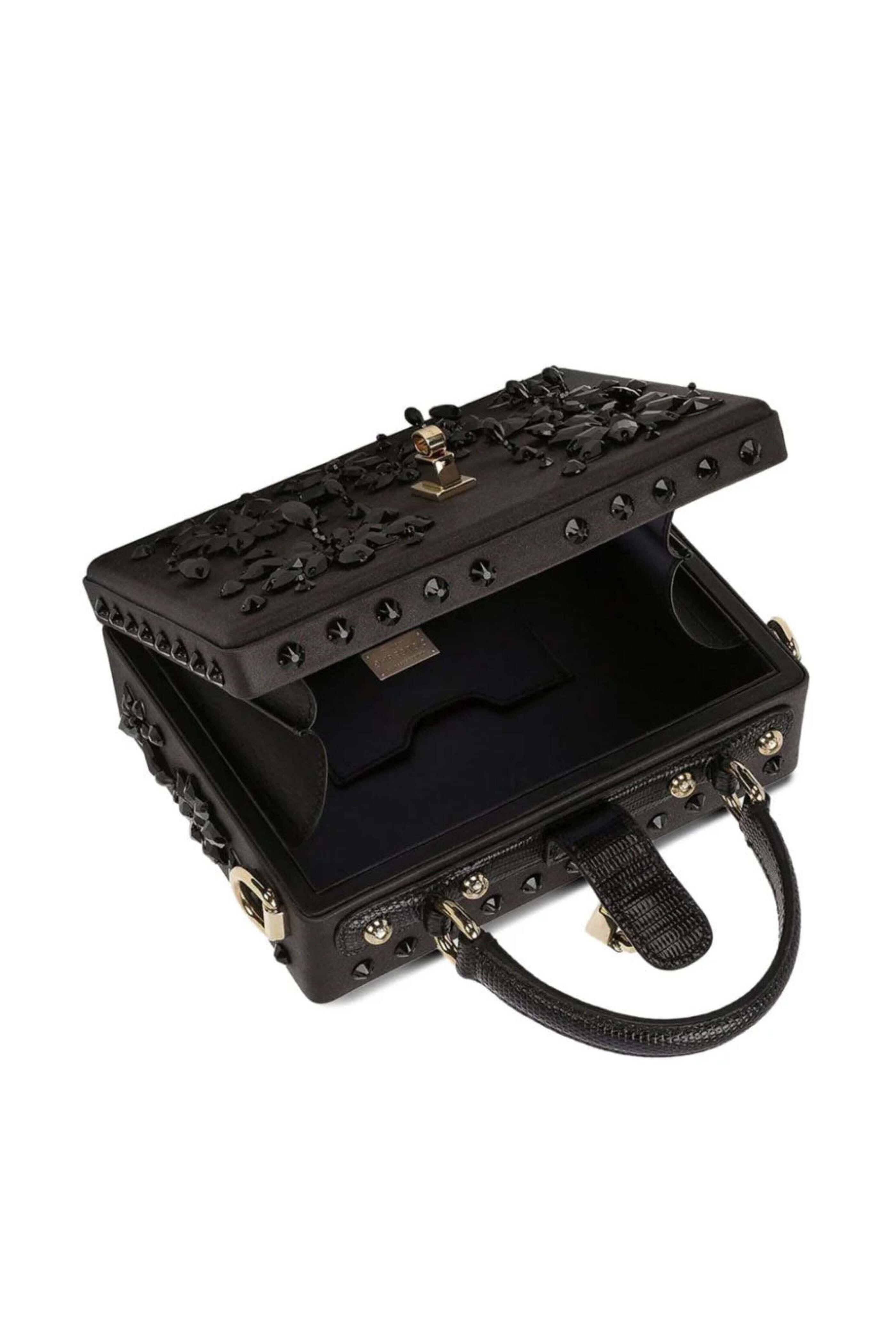 Dolce & Gabbana - Gemstone-Embellished Box Bag in Black