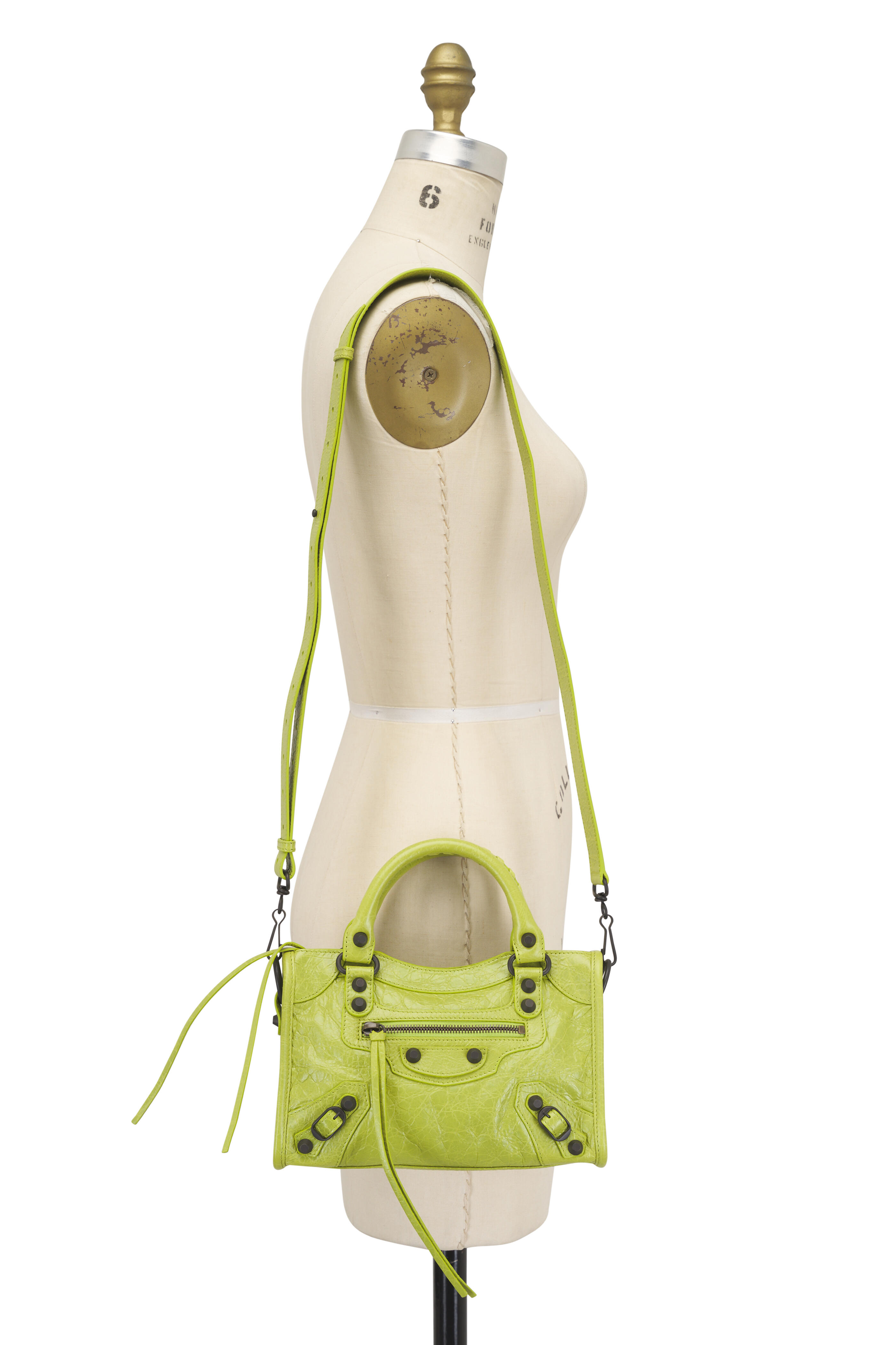 Balenciaga - Mini Le City Pistache Leather Top Handle Bag