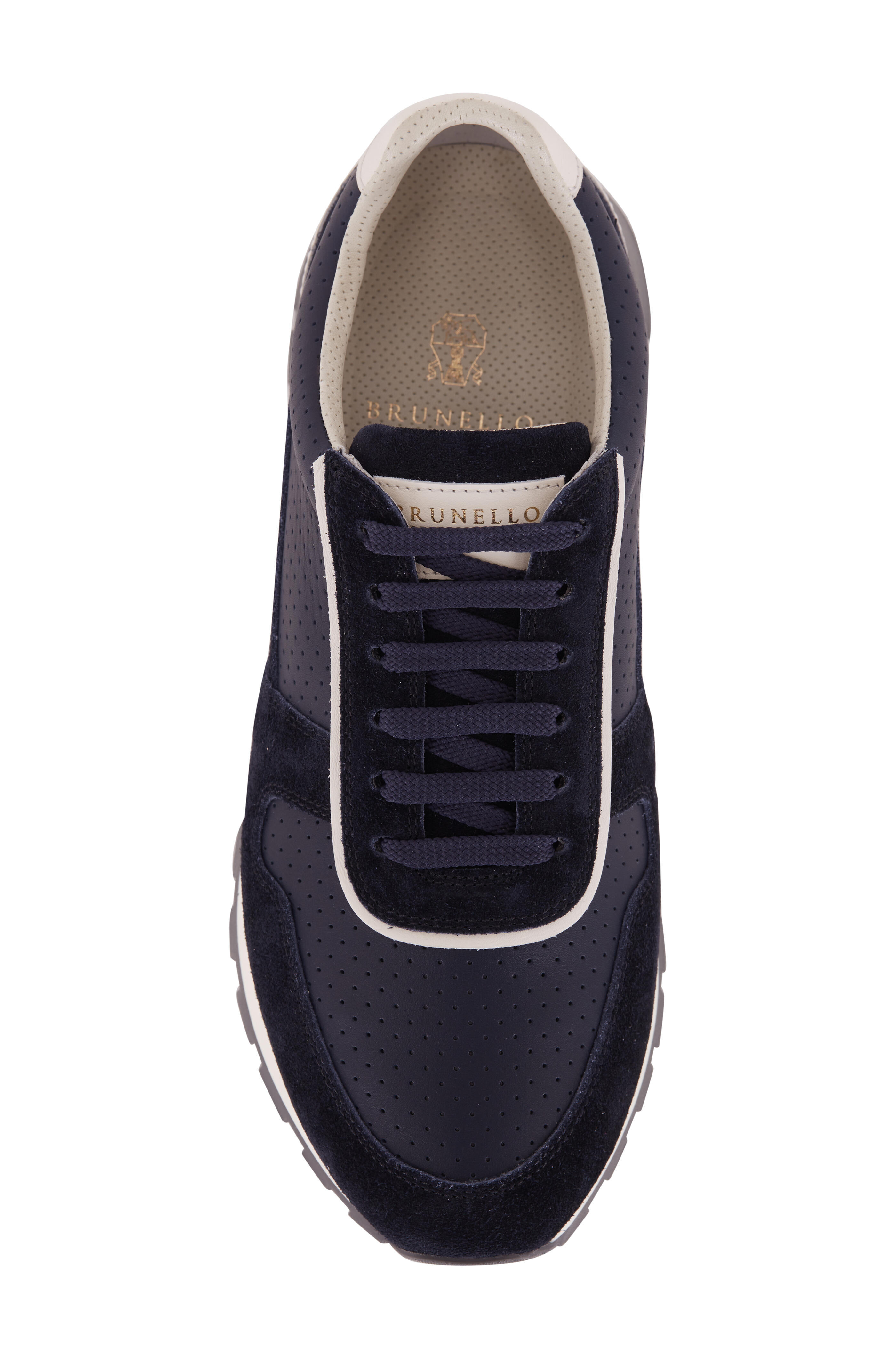 Brunello Cucinelli - Navy Perforated Leather Trainer