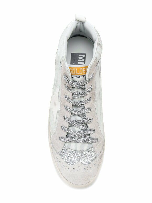 Golden Goose - Midstar White & Silver Zebra Glitter Sneaker