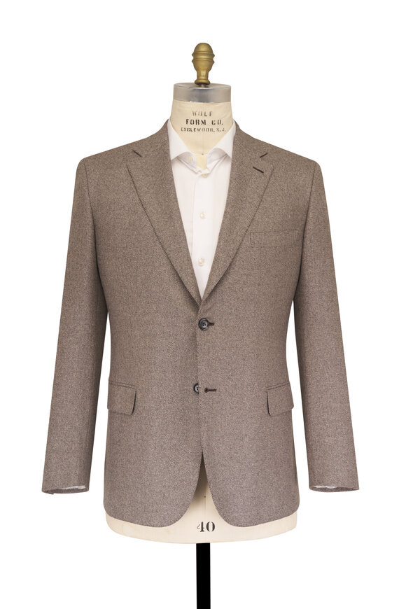Brioni Ravello Tan Silk & Cashmere Houndstooth Sportcoat - view 3