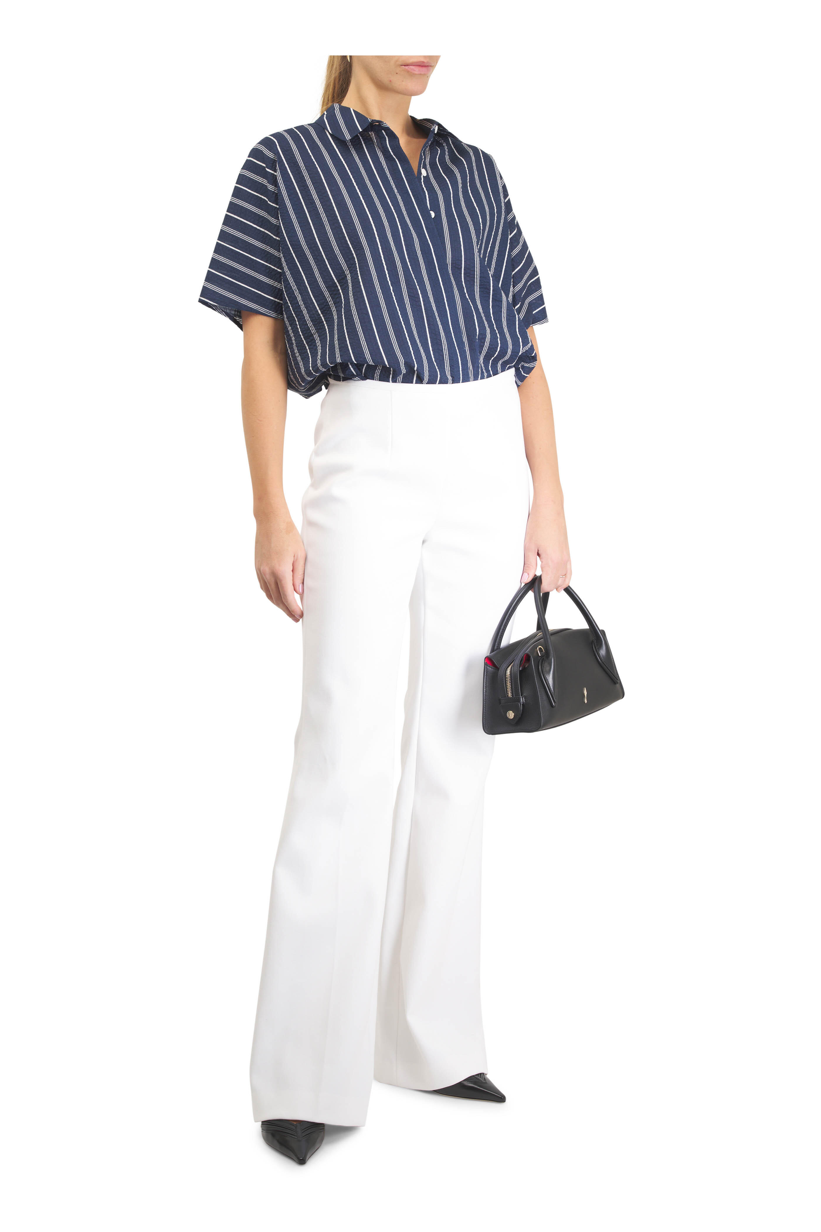 Michael Kors Collection - Brooke White Side Zip Flare Pant