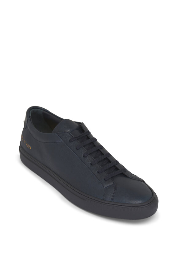 Common Projects Achilles Premium Navy Blue Leather Low Top Sneaker