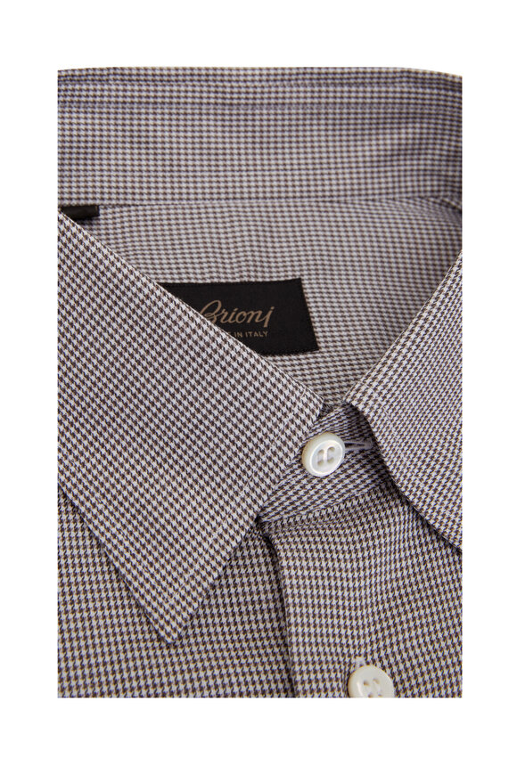 Brioni - Champagne & White Check Cotton Sport Shirt 