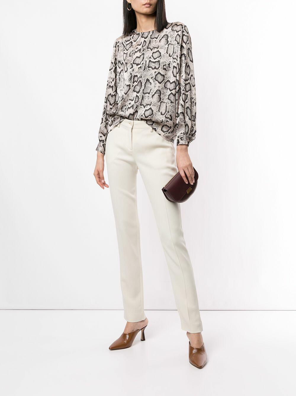 Paule Ka - Light Pastel Gray Snake Print Blouse