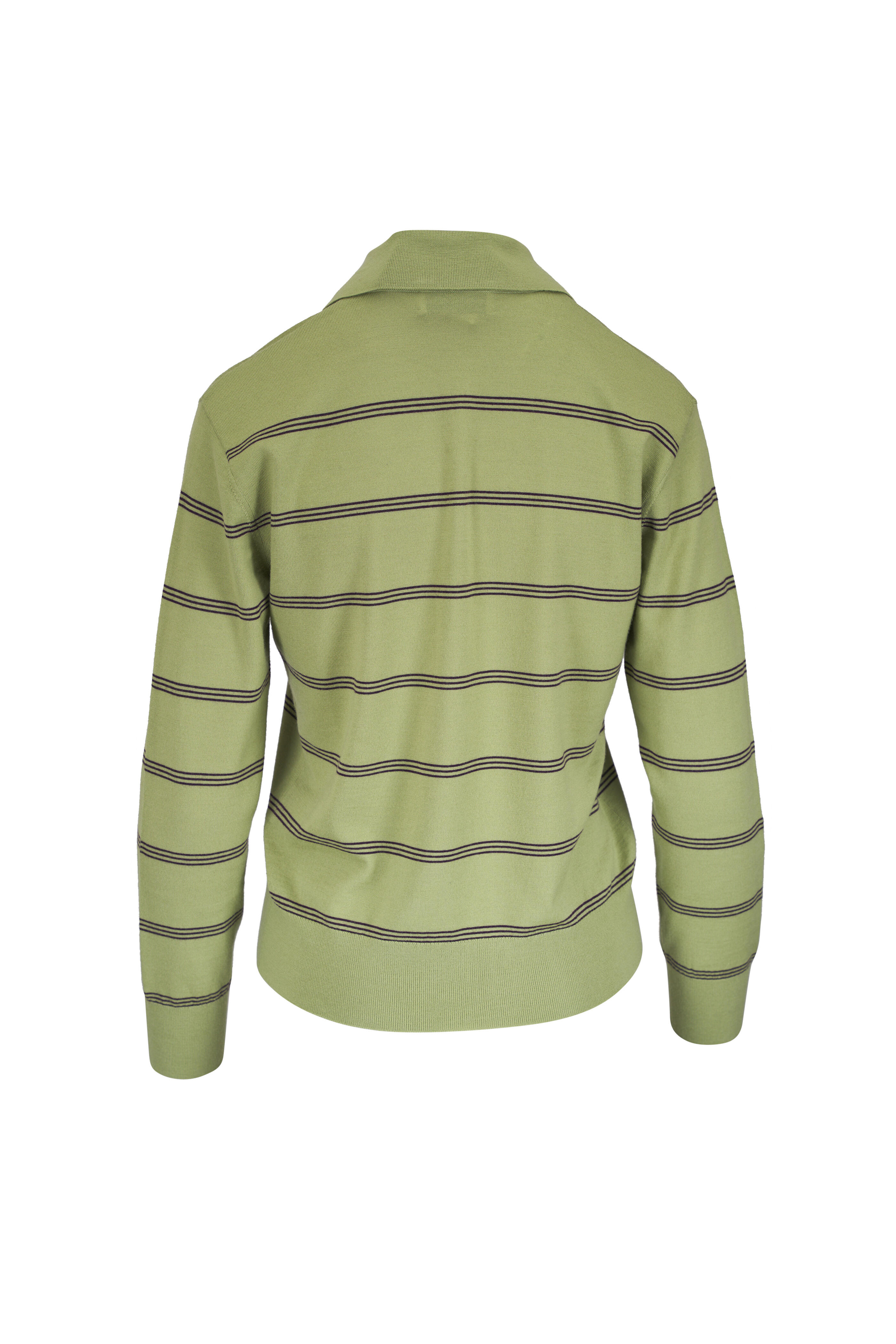 Dries Van Noten - Tuno Olive Stripe Wool Collared Sweater
