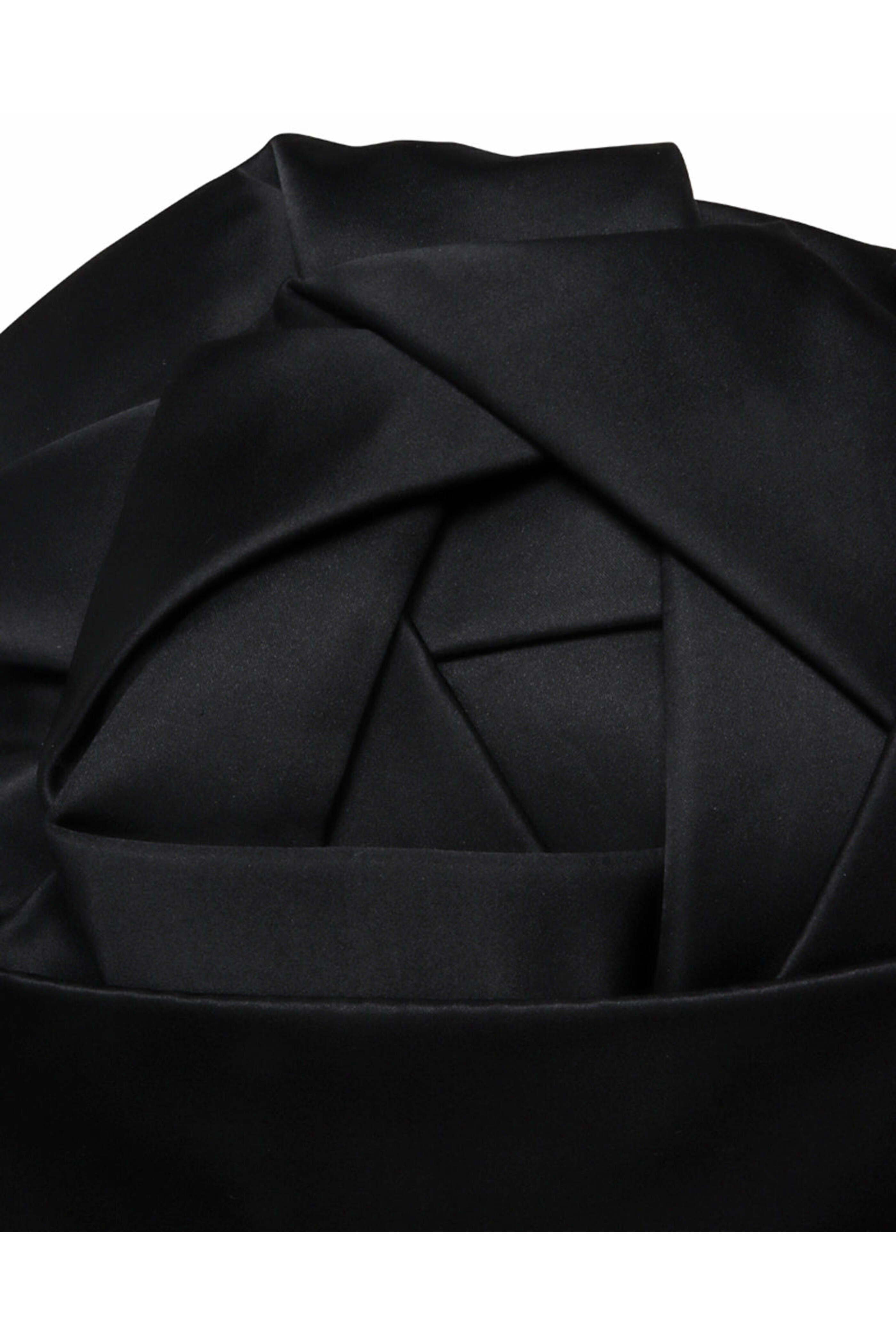 Oscar de la Renta - Black Satin Rosette Tea Dress