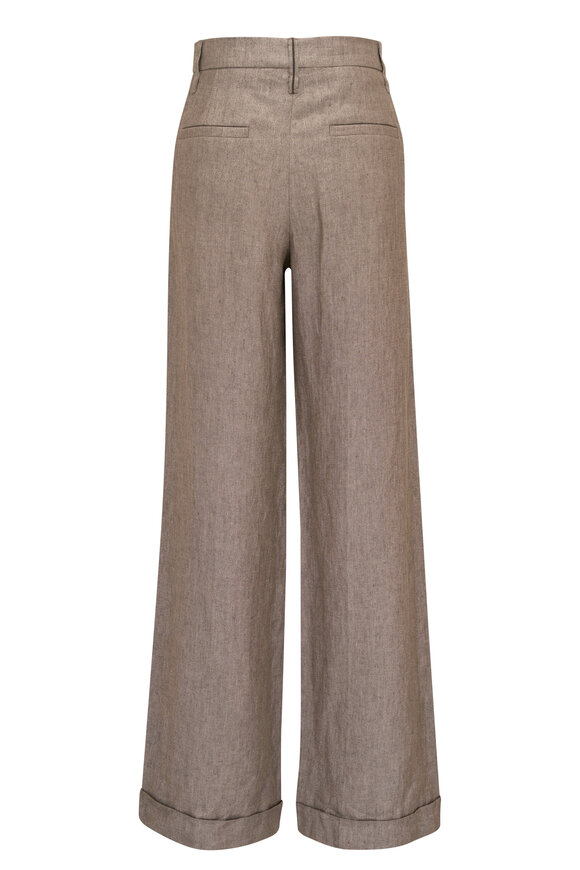 Brunello Cucinelli - Brown Shiny Linen Lurex Pant