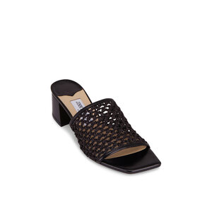 Jimmy Choo - Themis Black Woven Raffia Sandal, 45mm