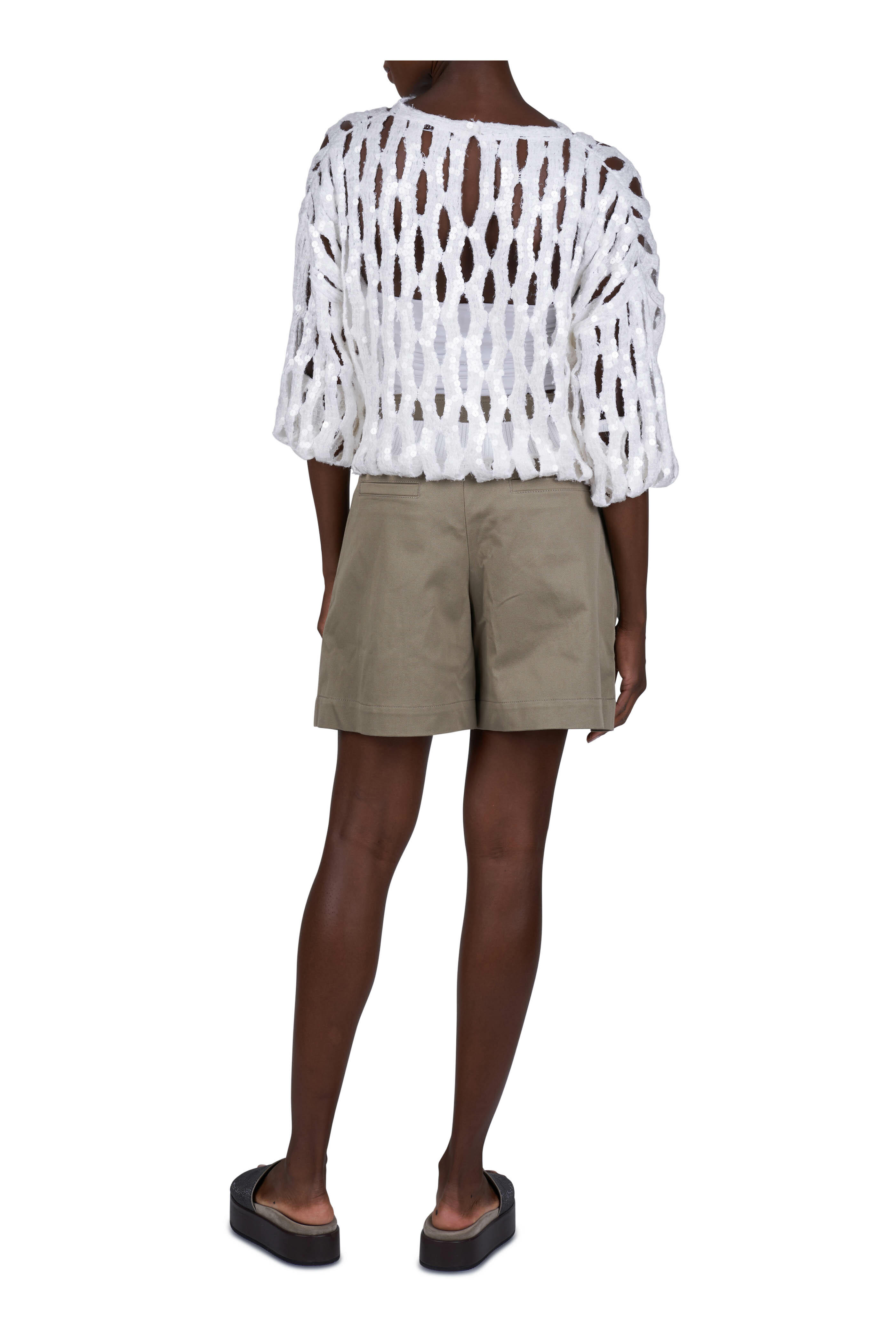 Brunello Cucinelli - Green Belted Bermuda Skort | Mitchell