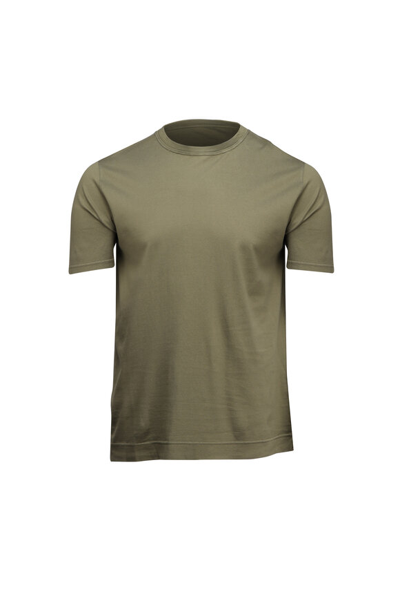 Fedeli Olive Jersey Cotton T-Shirt