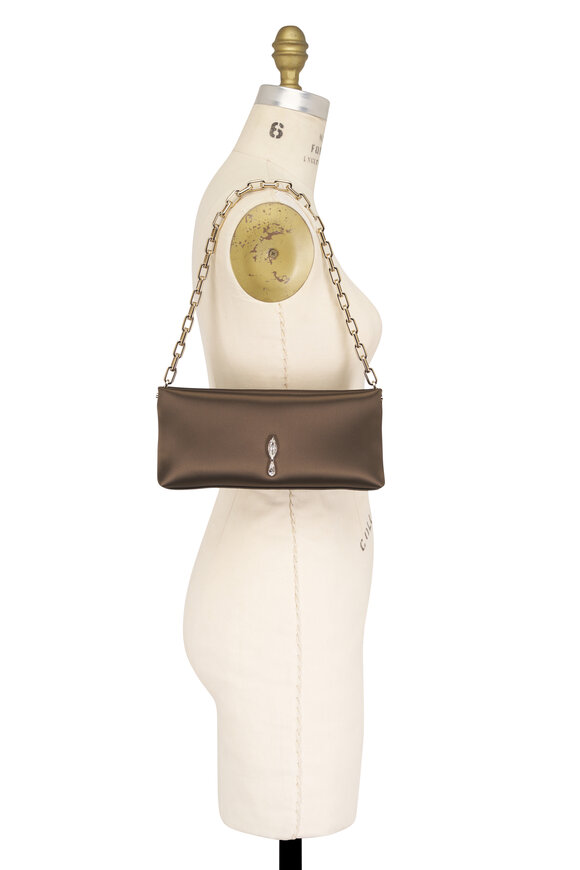 Christian Louboutin Maykimay Brown Satin Top Handle Clutch - view 5