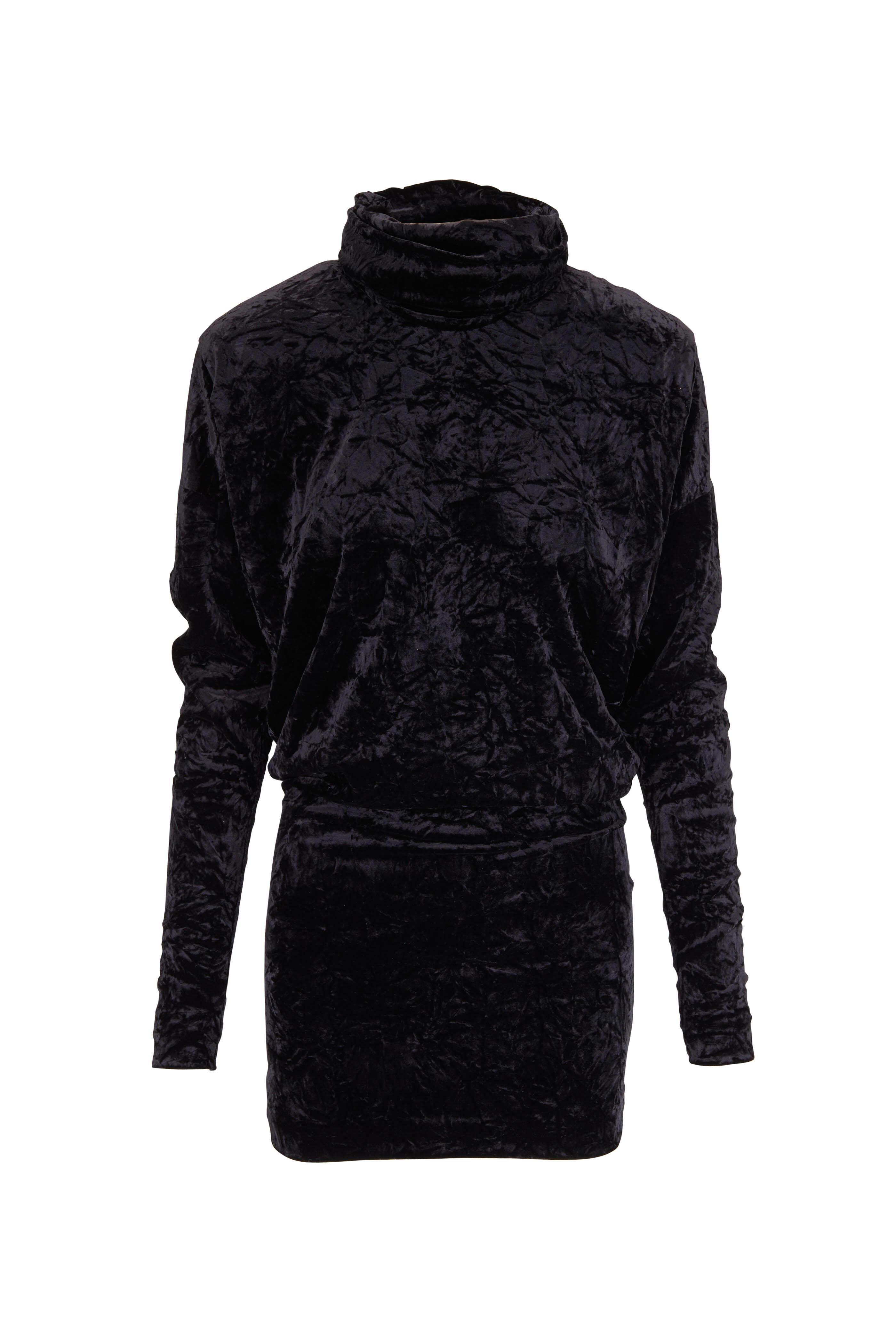 Saint Laurent - Black Velvet Roll Neck Long Sleeve Blouse