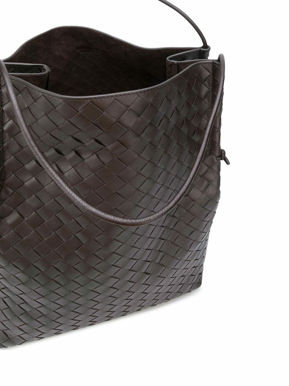 【関税&送料込】Bottega Veneta Dark Brown Nappa Leather Andi Bottega Veneta - Dark Brown Woven Nappa Leather Shopper