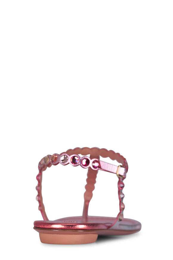 Aquazzura Tequila Flamingo Pink Embellished Thong Sandal - view 4