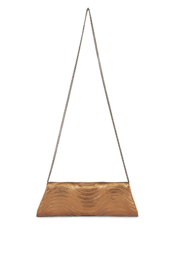 Akris Small Anouk Bronze Wavy Leather Chain Clutch - view 2