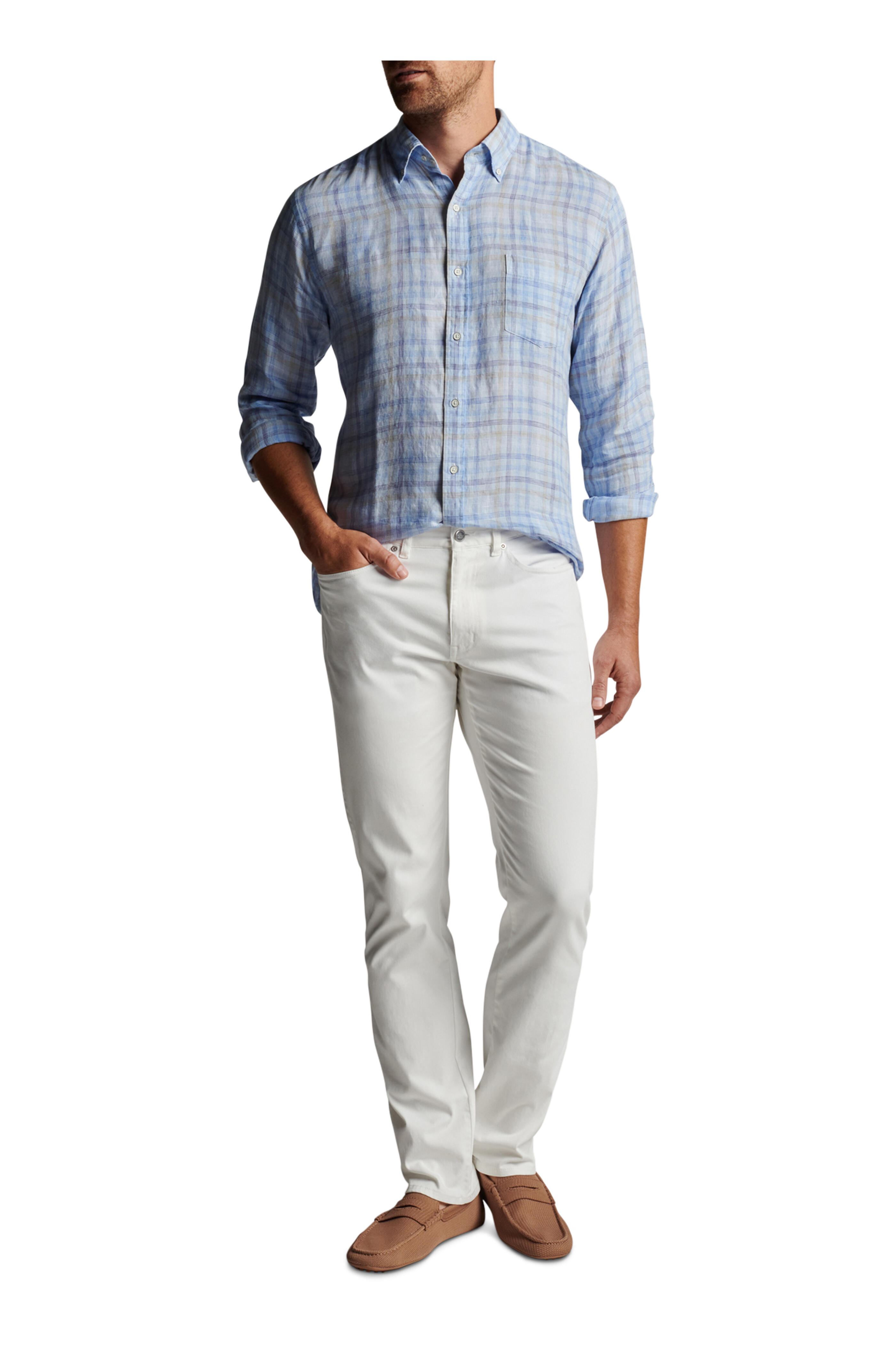 Peter Millar Beachwood Linen Check Sport Shirt