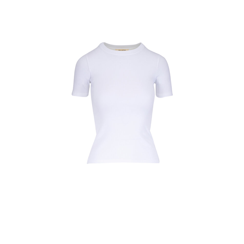 Nili Lotan - Elin White Cotton T-Shirt | Mitchell Stores