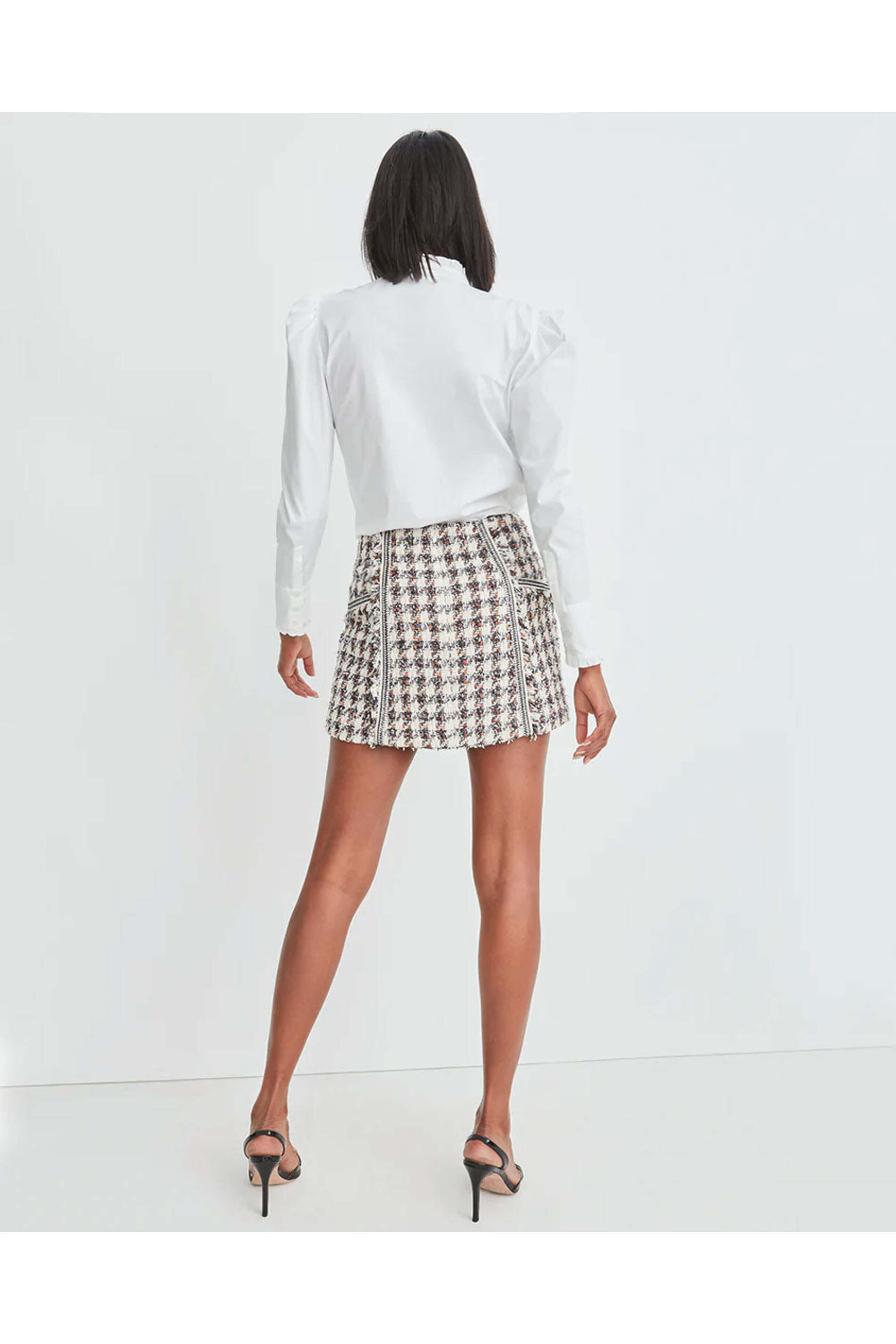 Veronica Beard - Ecru Multi Starck Houndstooth Mini Skirt