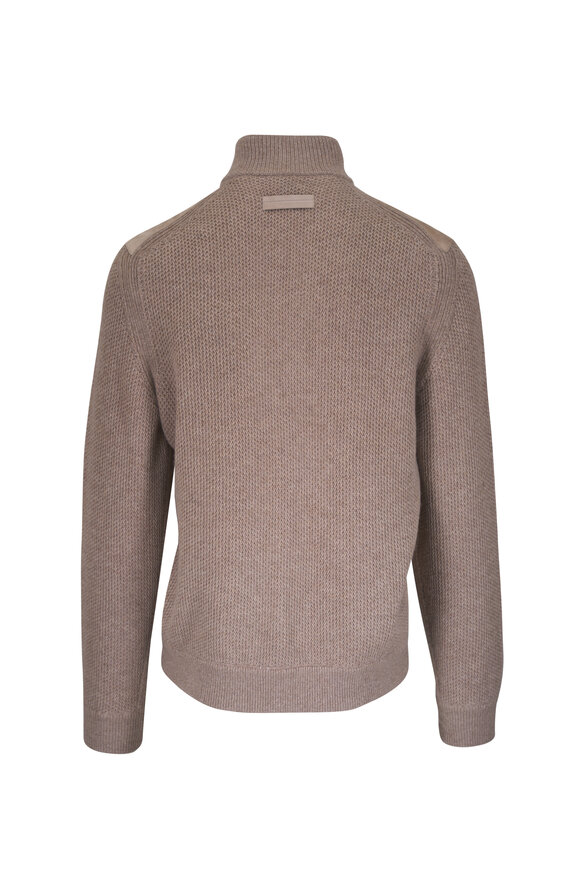 Zegna Oasi Taupe Cashmere & Leather Blouson Jacket - view 2