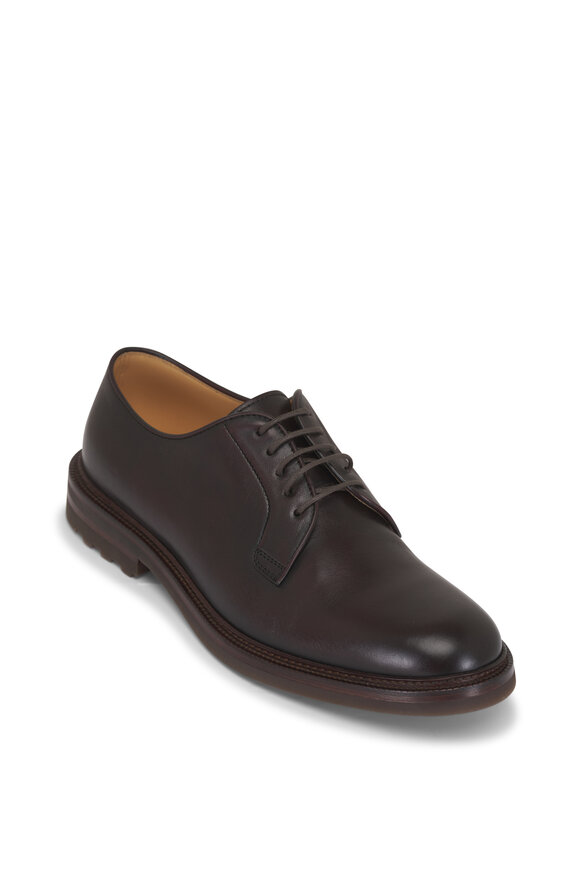Brunello Cucinelli - Brown Leather Lace Up Dress Shoe